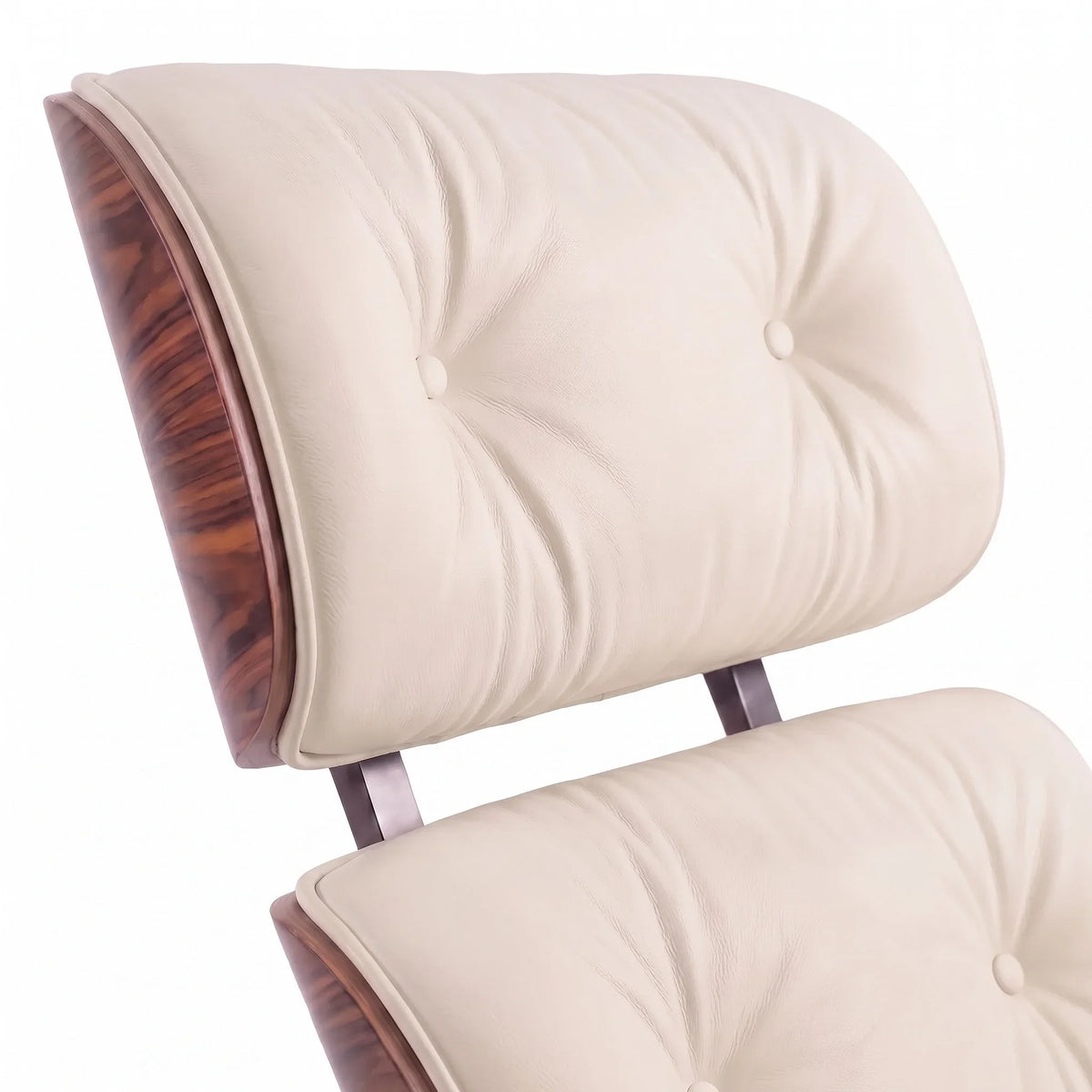 Marlow Lounge Chair and Ottoman in Cornsilk leather and Palisander veneer | Madorne