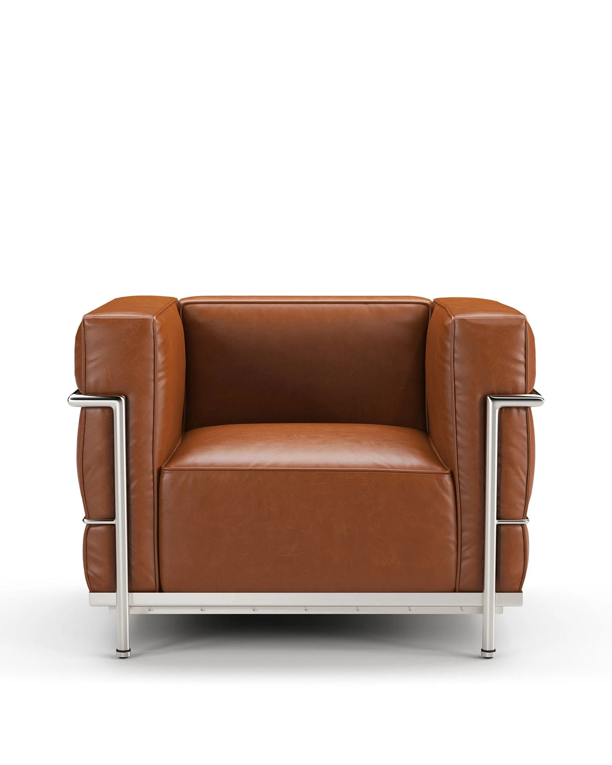 Modulor grand 28™ lounge chair | external steel frame - tan premium leather - chairs 28 | designer | madorne
