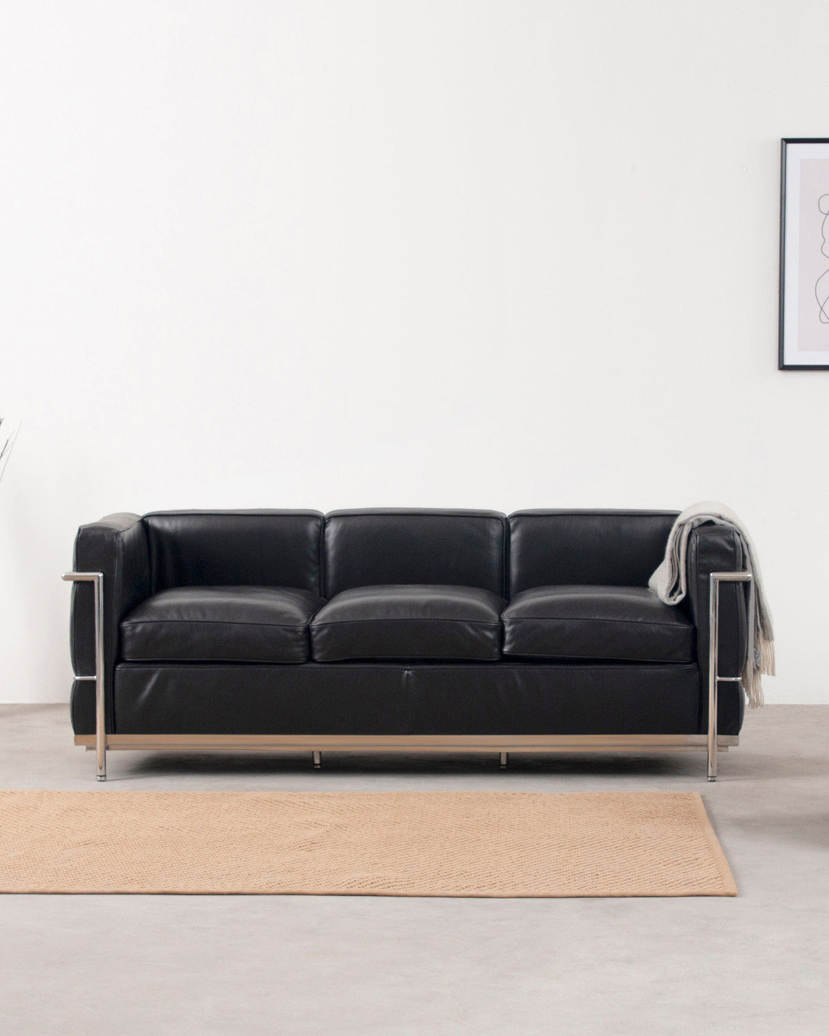 Modulor petit 28™ three-seater sofa | black leather - midnight premium / three seater / modele - 3 seaters 28 | madorne