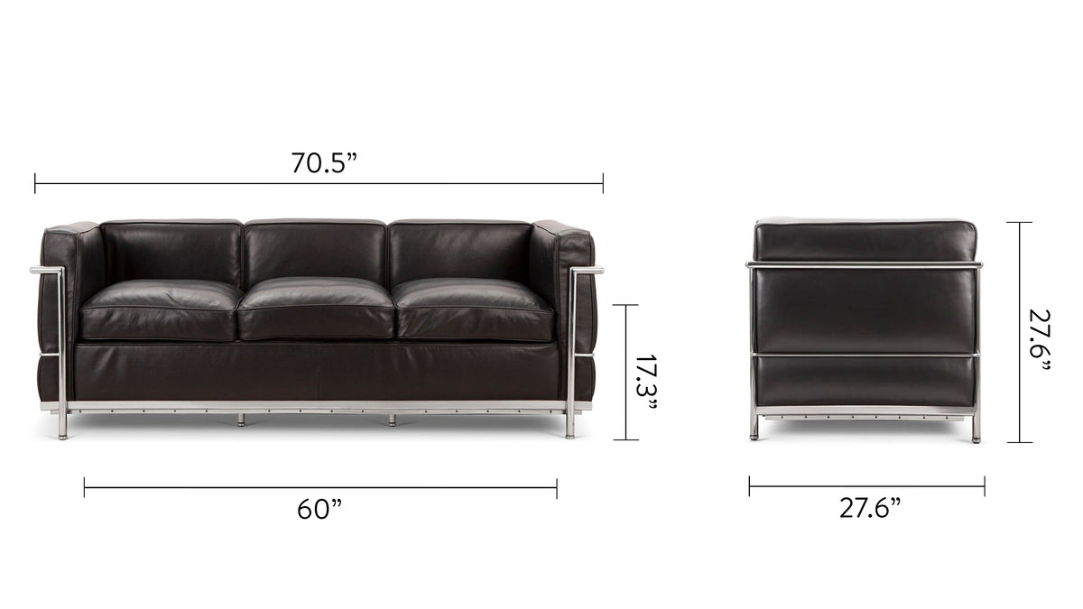 Modulor petit 28™ three-seater sofa | black leather - midnight premium / three seater / modele - 3 seaters 28 | madorne