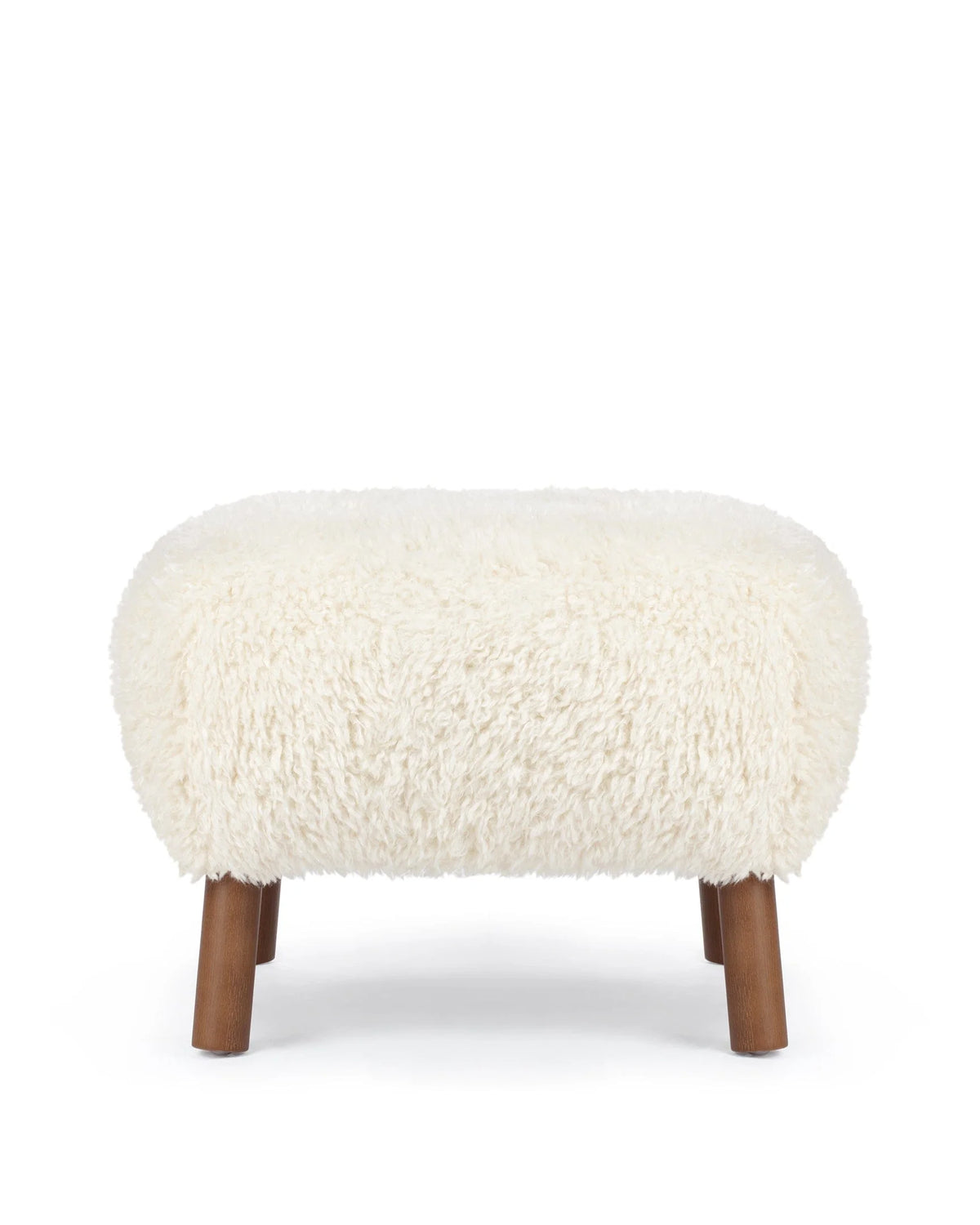 Petral 38™ ottoman | sheepskin and walnut - white long hair sherpa - stools & ottomans 38 | modern | contemporary
