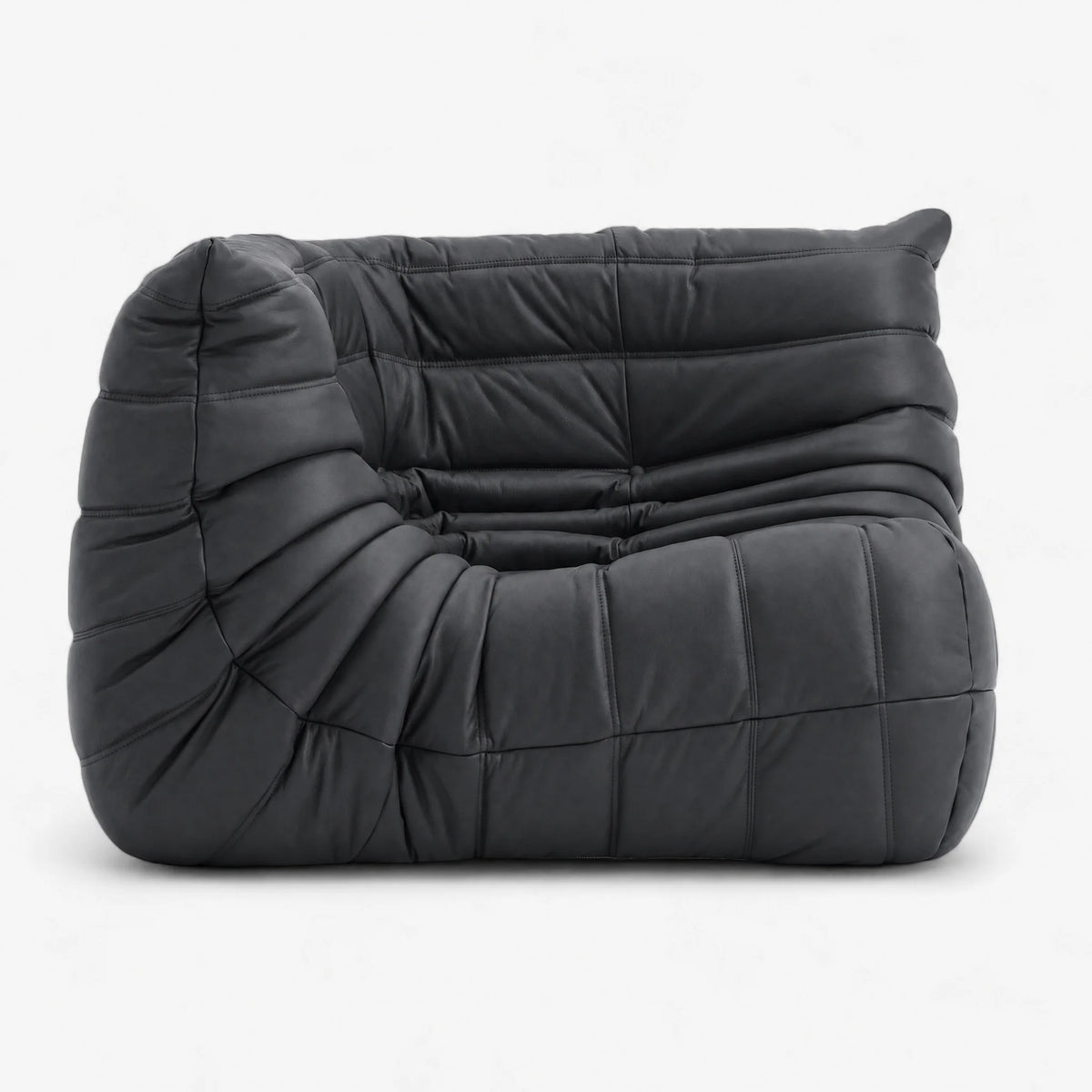 Pogo 73 Corner Seat in Charcoal Gray Aniline Leather