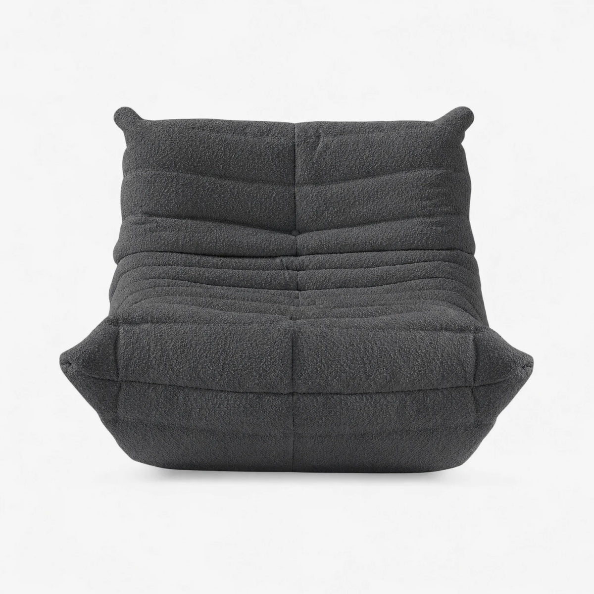 Pogo 73 Fireside Chair in Charcoal Gray Bouclé