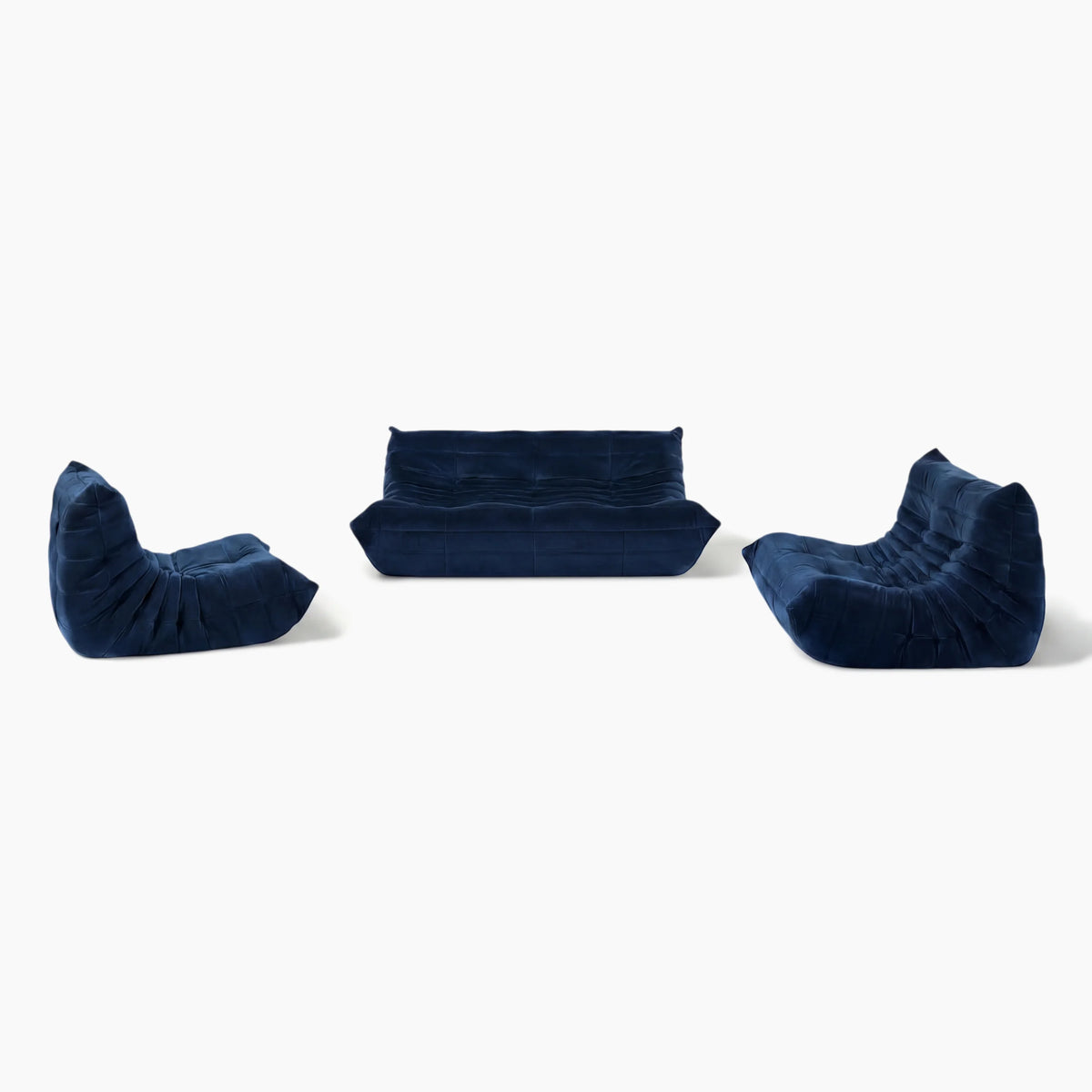 Pogo 73 fabric Conversation Set in Blue Velvet