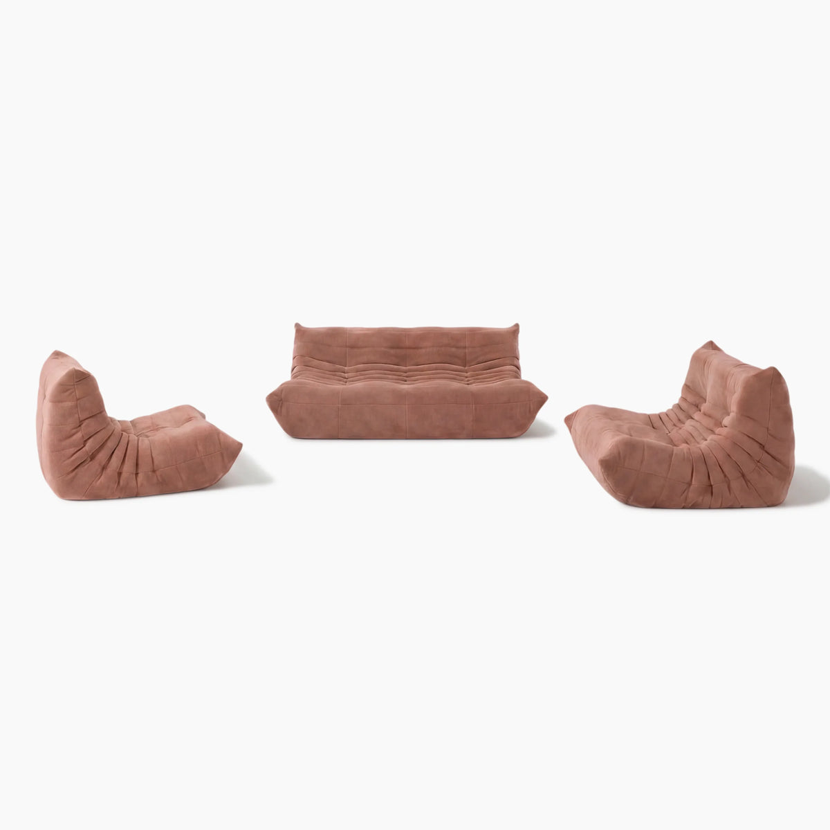 Pogo 73 fabric Conversation Set in Dusty Rose Alcantara