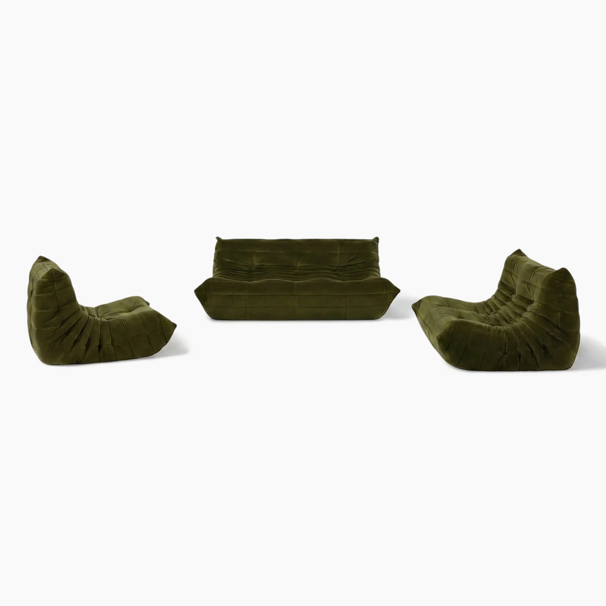 Pogo 73 fabric Conversation Set in Green Velvet
