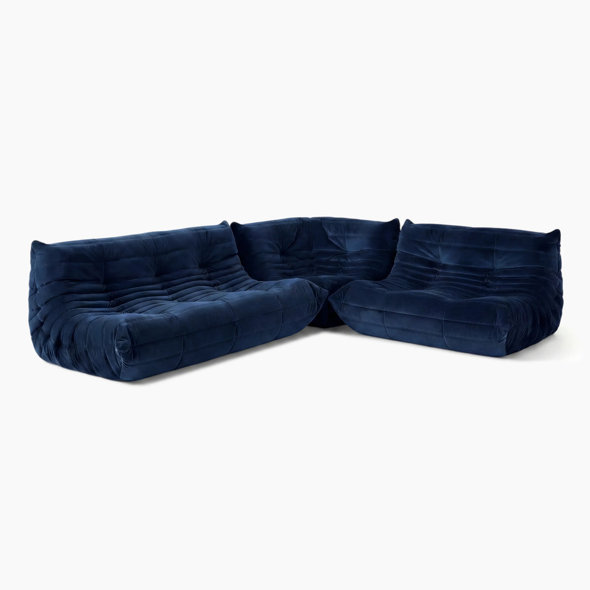 Pogo 73 fabric Corner Set in Blue Velvet
