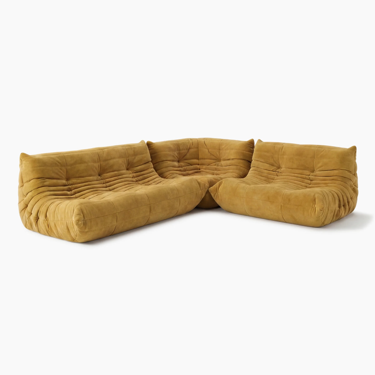 Pogo 73 fabric Corner Set in Curry Alcantara