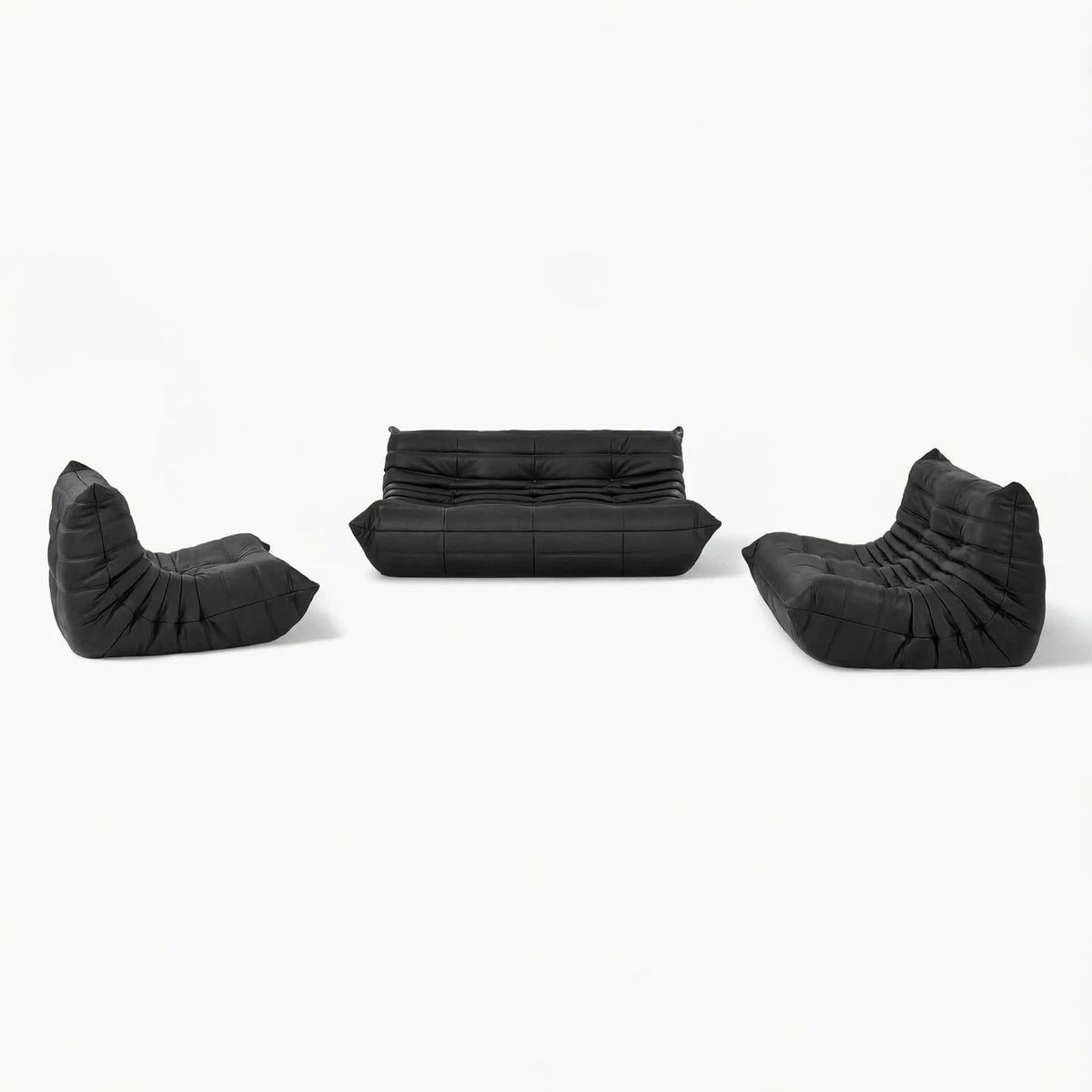 Pogo 73 leather Conversation Set in Black Aniline leather