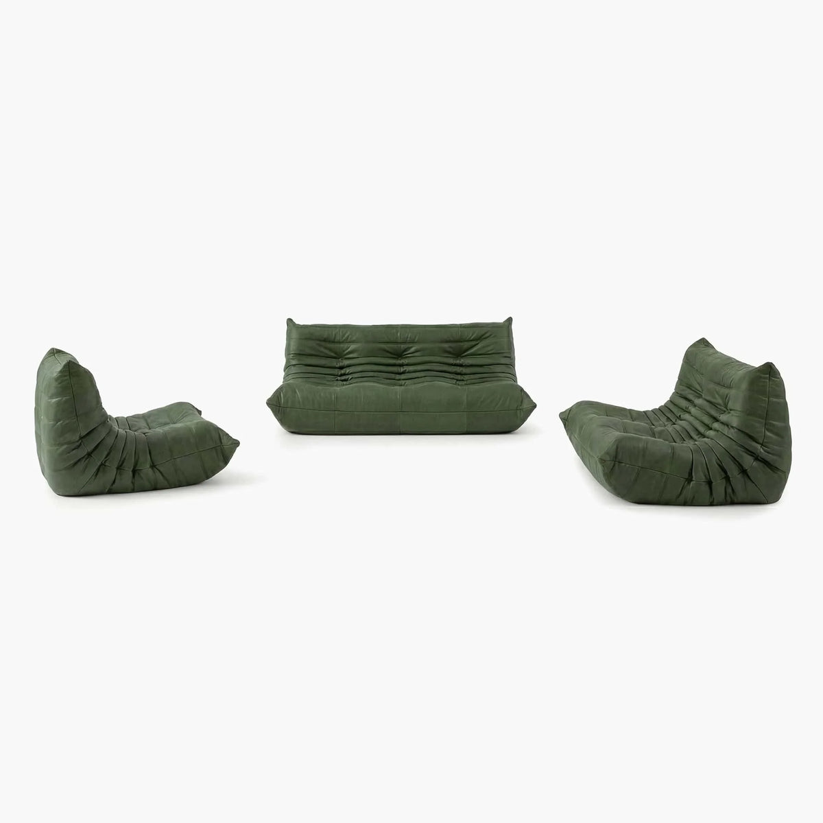 Pogo 73 leather Conversation Set in Green Aniline leather