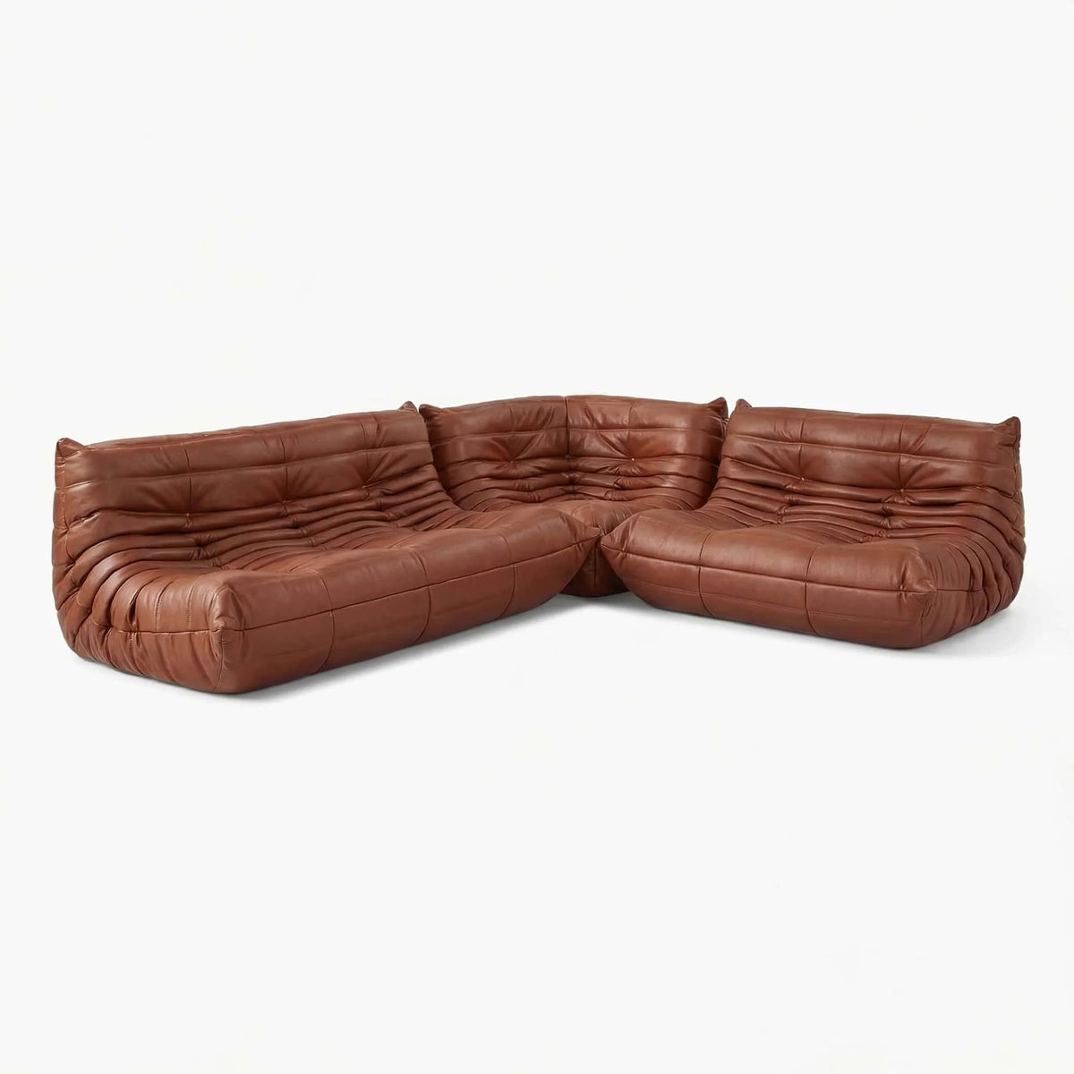 Pogo 73 leather Corner Set in Bisque Aniline leather