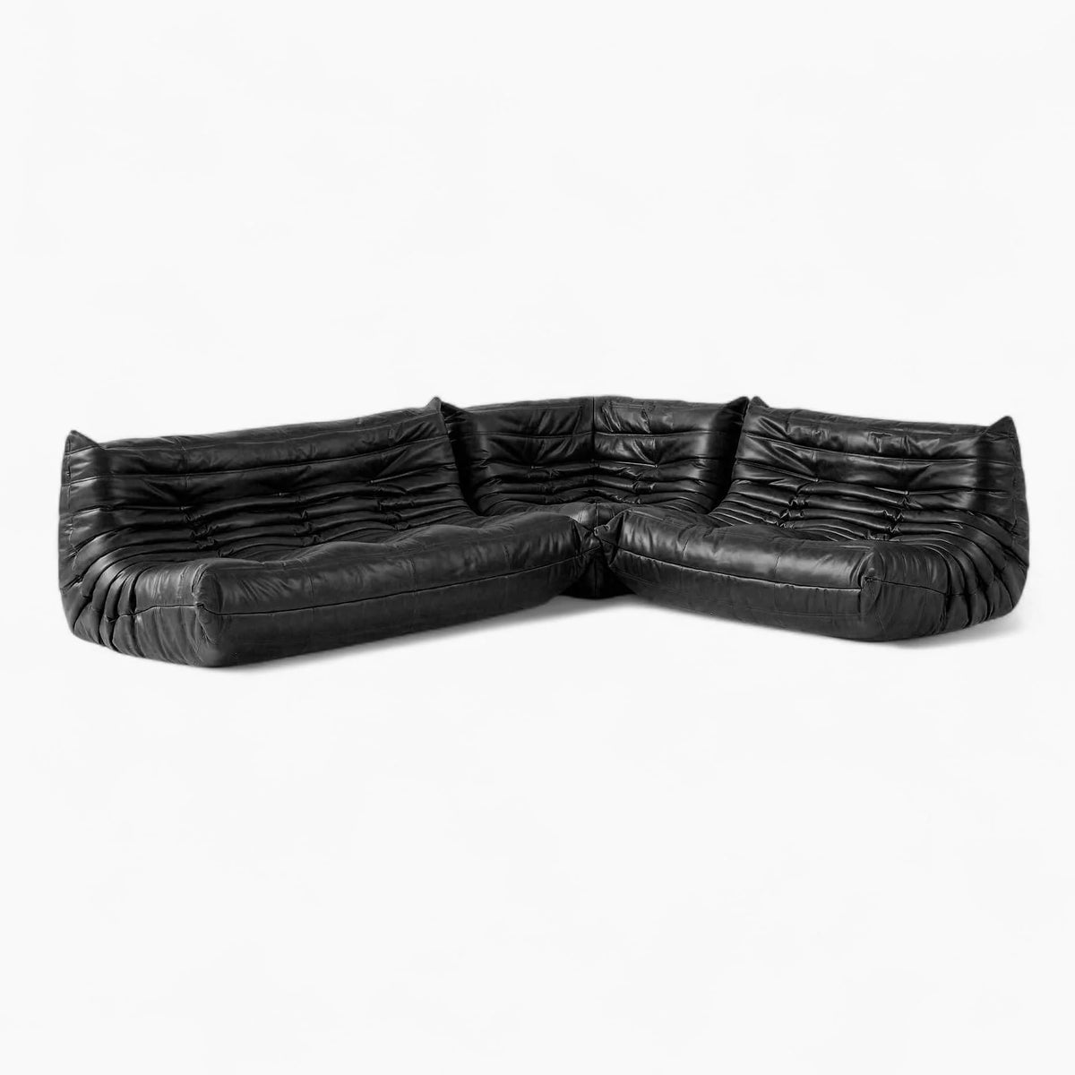Pogo 73 leather Corner Set in Black Waxy leather