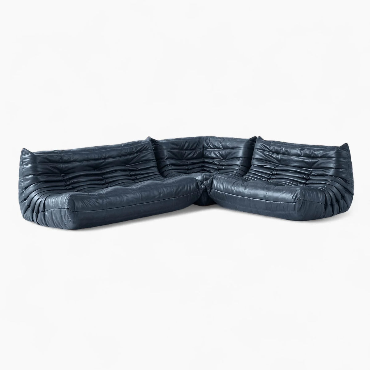 Pogo 73 leather Corner Set in Granite Waxy leather