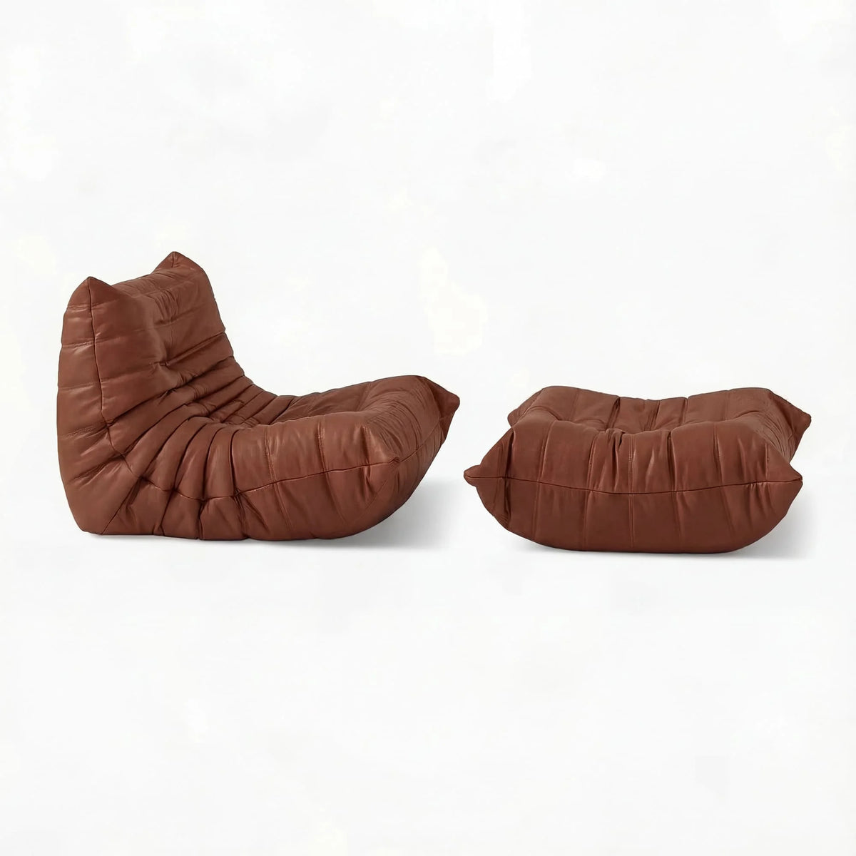 Pogo 73 leather Lounge Set in Bisque Aniline leather