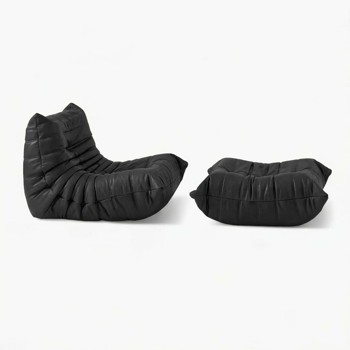 Pogo 73 leather Lounge Set in Black Aniline leather