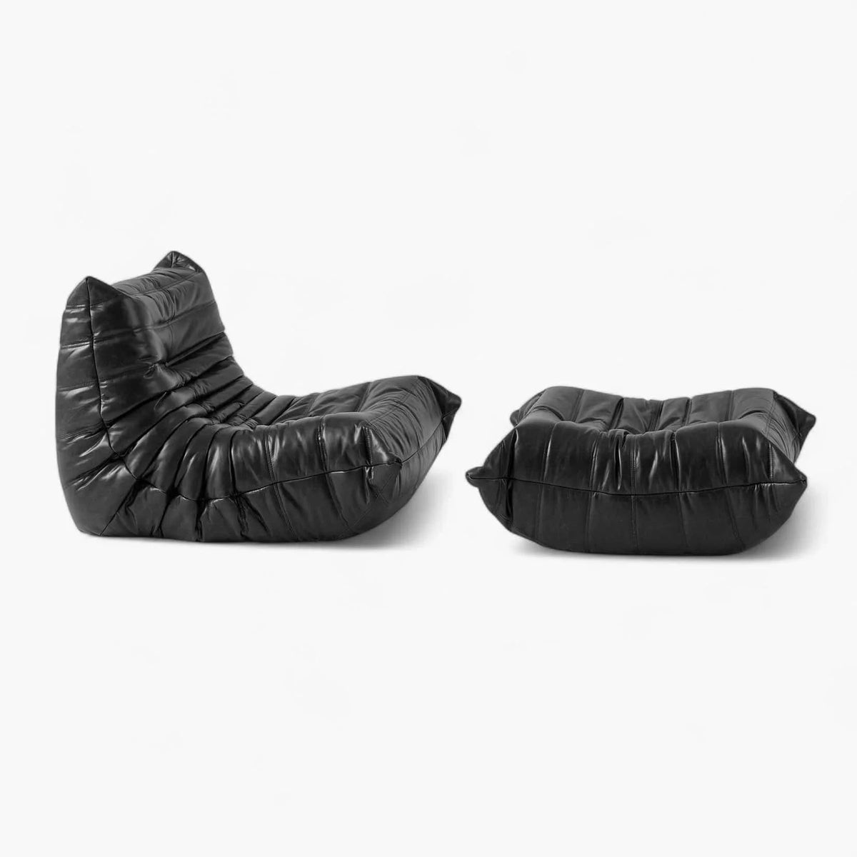 Pogo 73 leather Lounge Set in Black Waxy leather