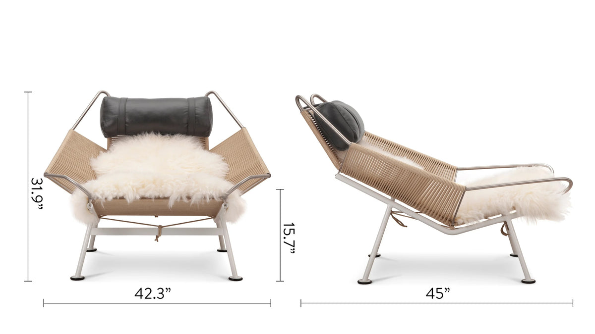 Rigging 50™ lounge chair | leather and sheepskin - midnight black premium / chairs 50 | madorne