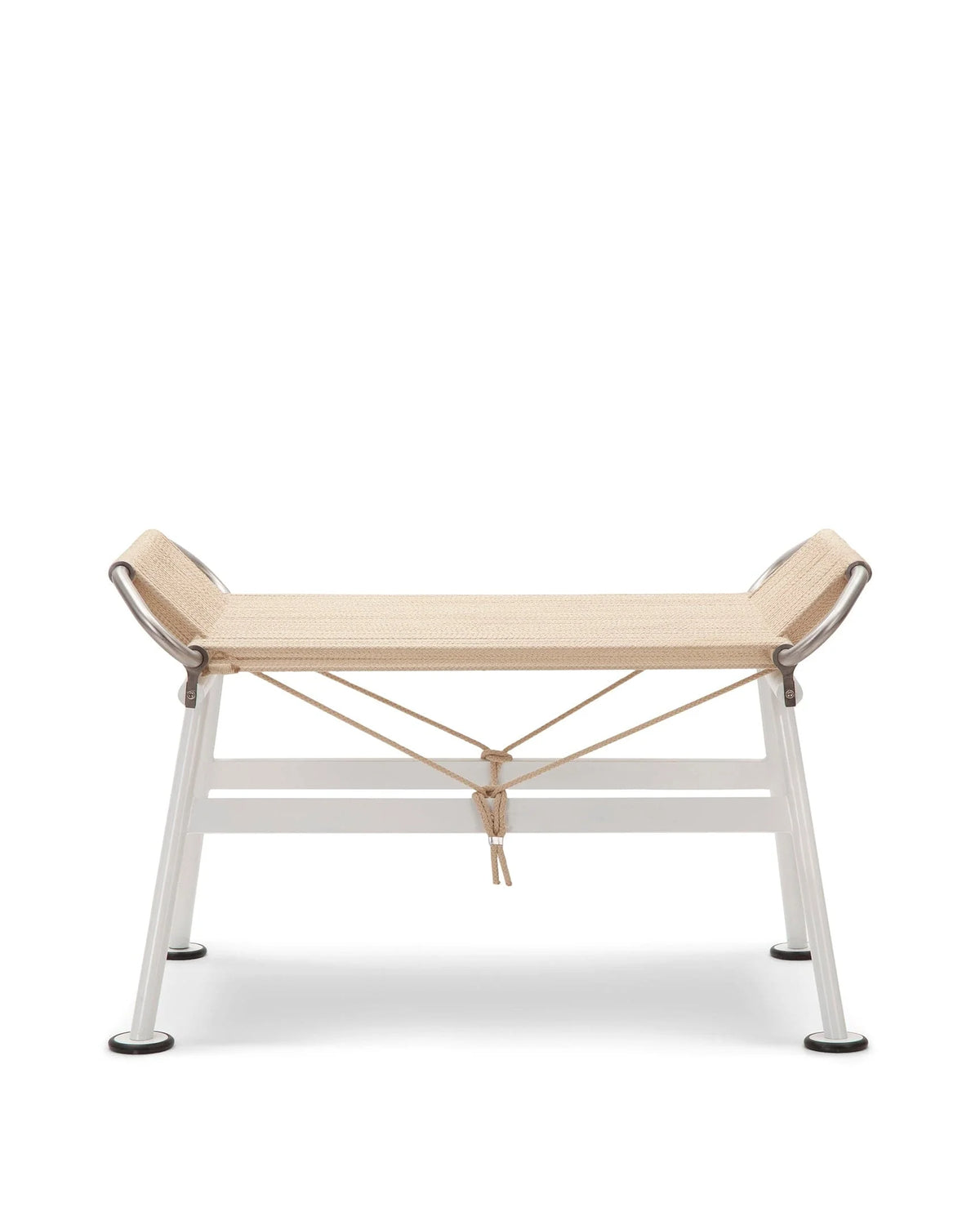 Rigging 50™ ottoman | woven rope and steel - white / stools & ottomans 50 | modern | madorne