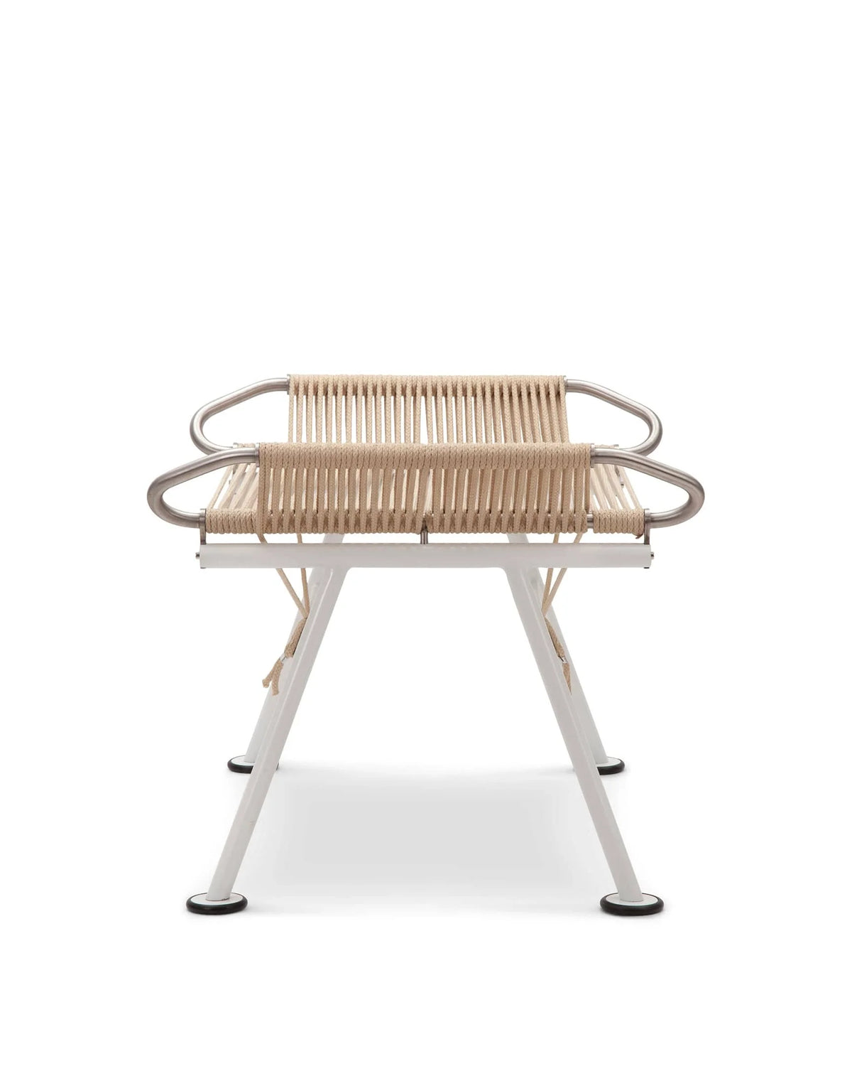 Rigging 50™ ottoman | woven rope and steel - white / stools & ottomans 50 | modern | madorne