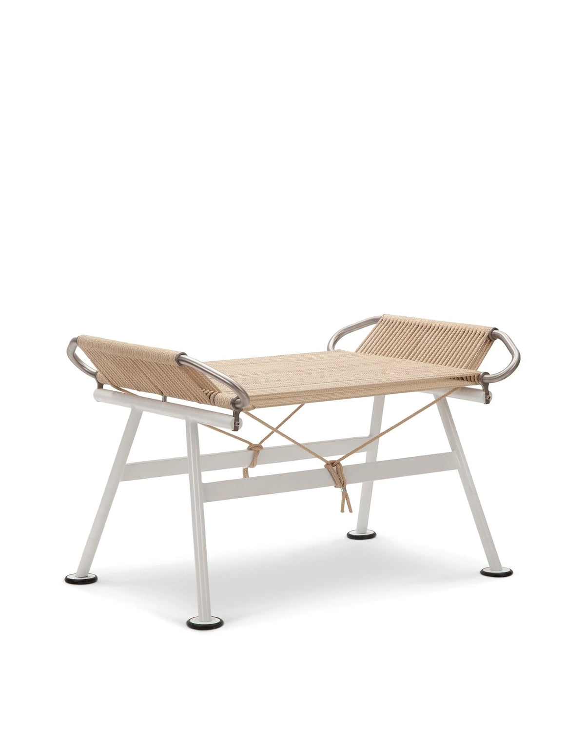 Rigging 50™ ottoman | woven rope and steel - white / stools & ottomans 50 | modern | madorne