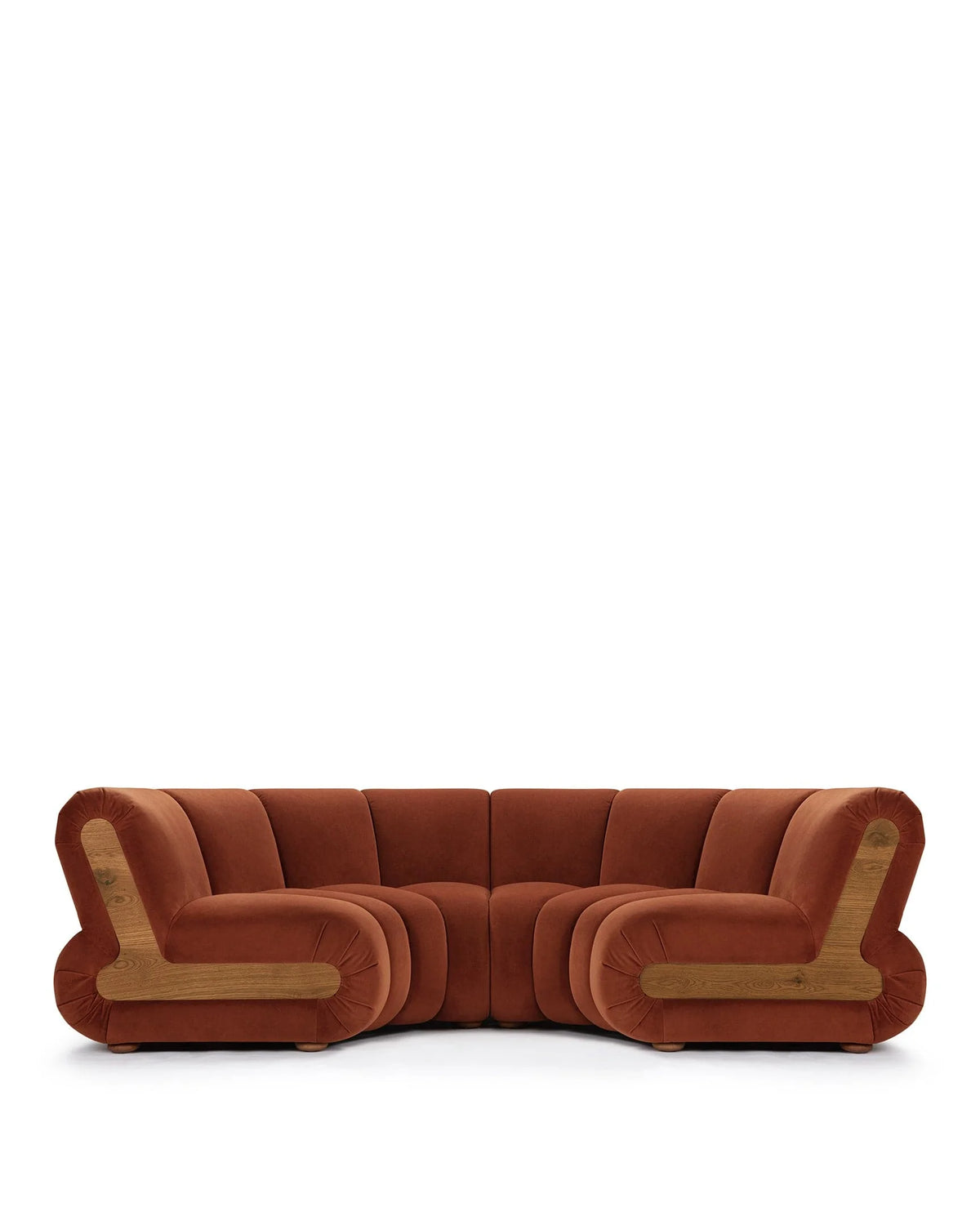 Rivage™ crescent sectional | curved upholstery - c shape / russet plush velvet - sectionals rivage | sofa | madorne