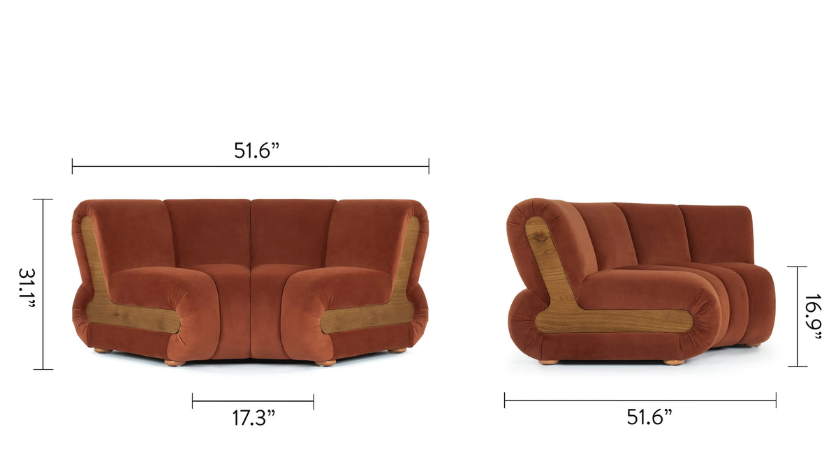 Rivage™ curved module | walnut side panels - modules rivage | modular sofa element | madorne