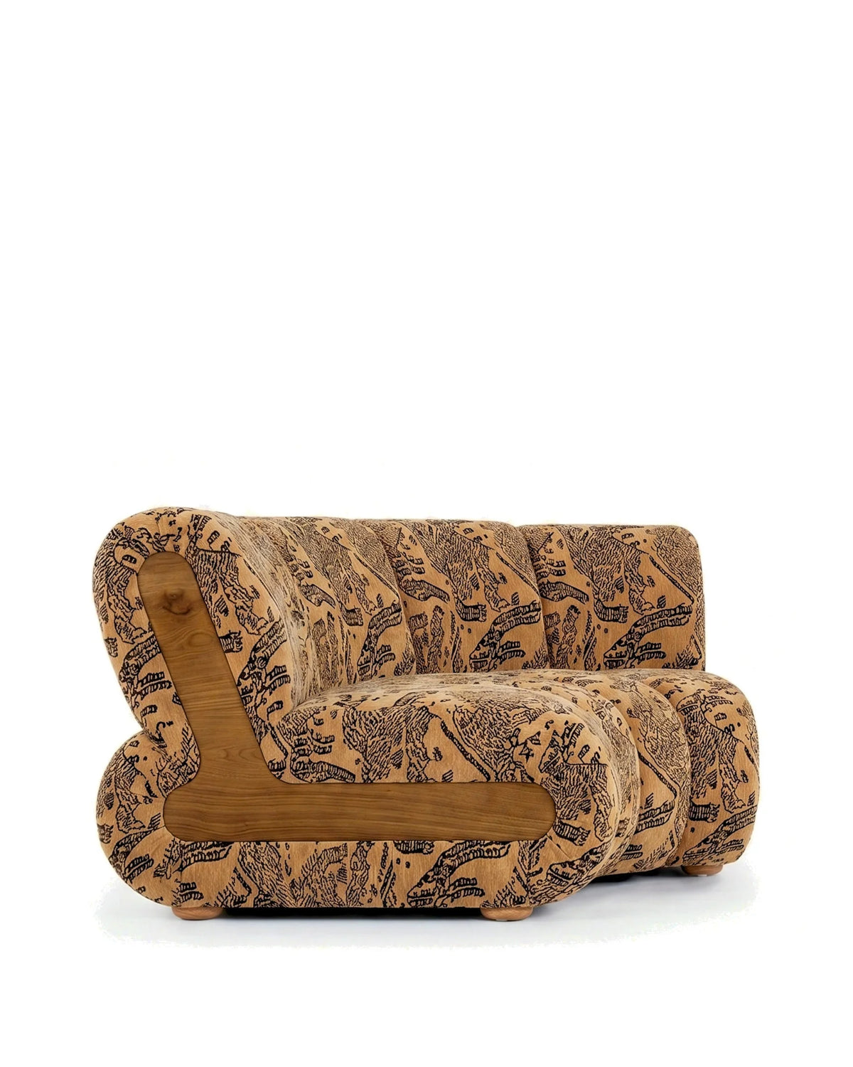 Rivage™ curved module | walnut side panels - modules rivage | modular sofa element | madorne