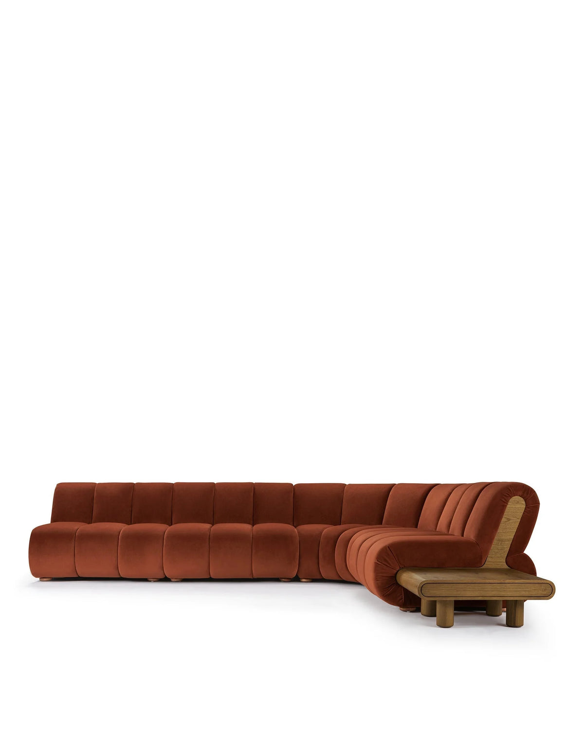 Rivage™ large right-corner sectional | walnut detail - right corner / russet plush velvet - sectionals rivage | sofa