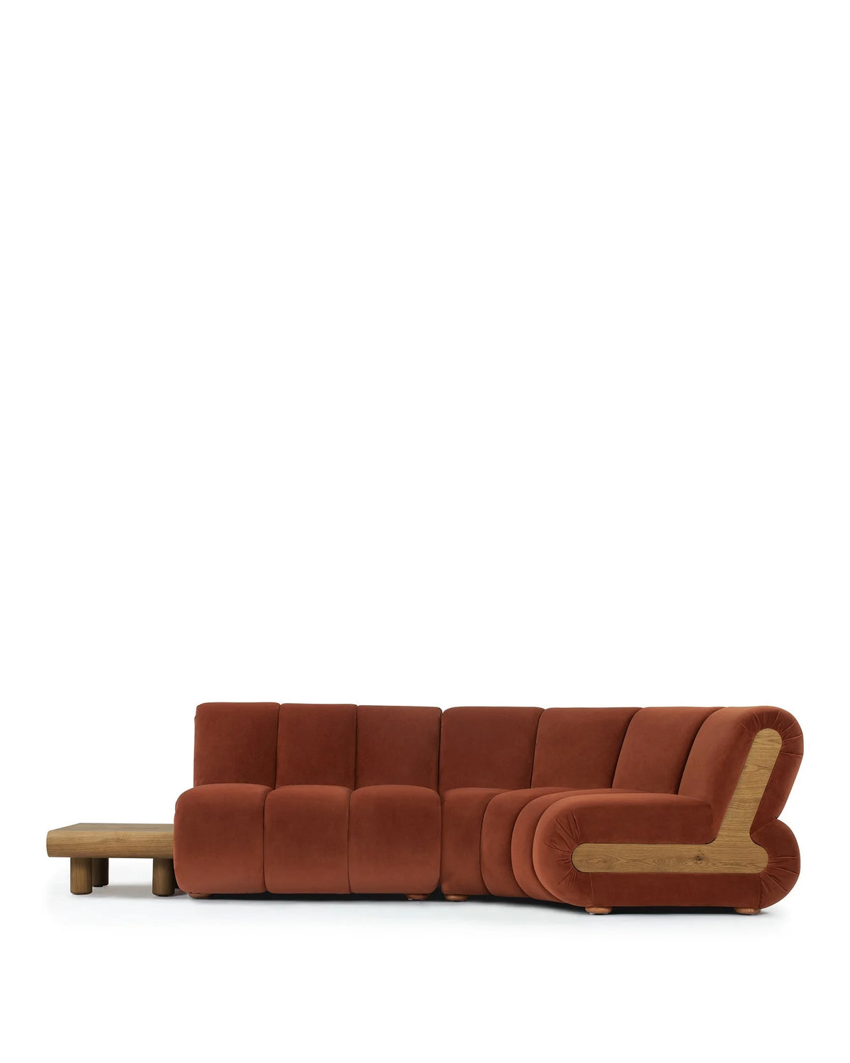 Rivage™ right-corner sectional | walnut detail - right corner / russet plush velvet - sectionals rivage | sofa | madorne