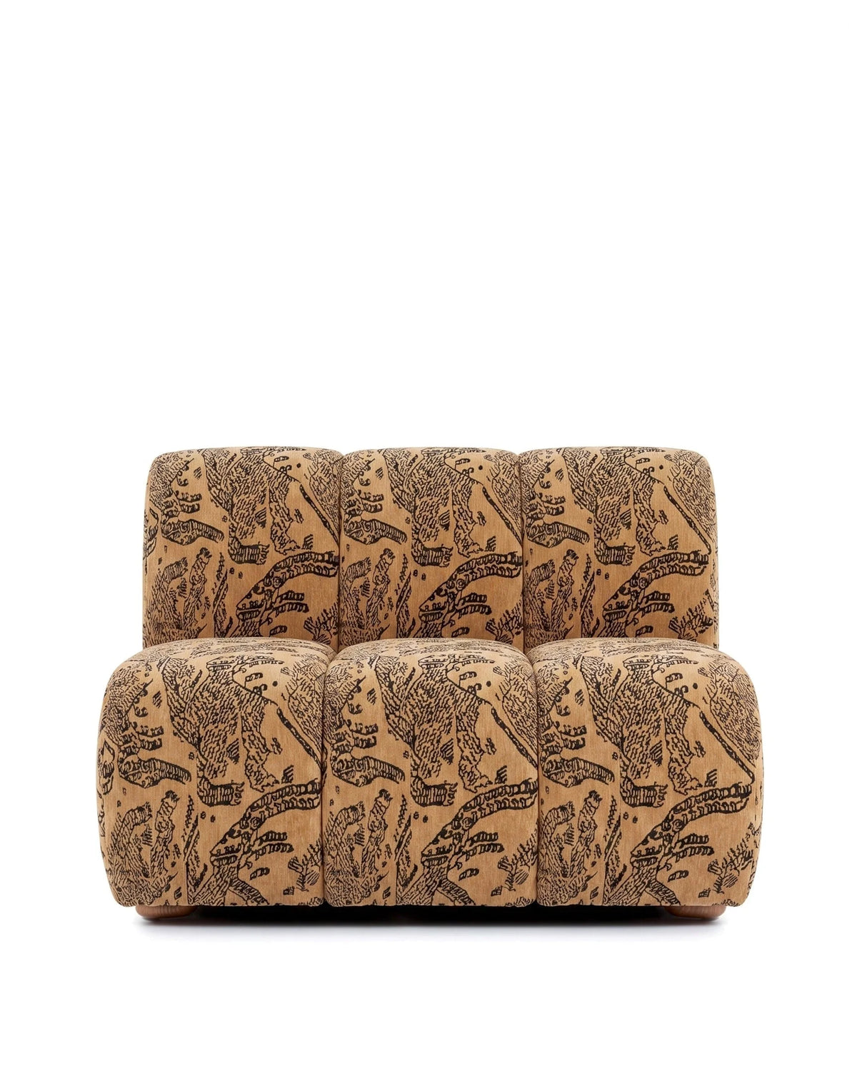 Rivage™ straight module | walnut side panels - tiger mountain chenille - modules rivage | modular sofa element | madorne