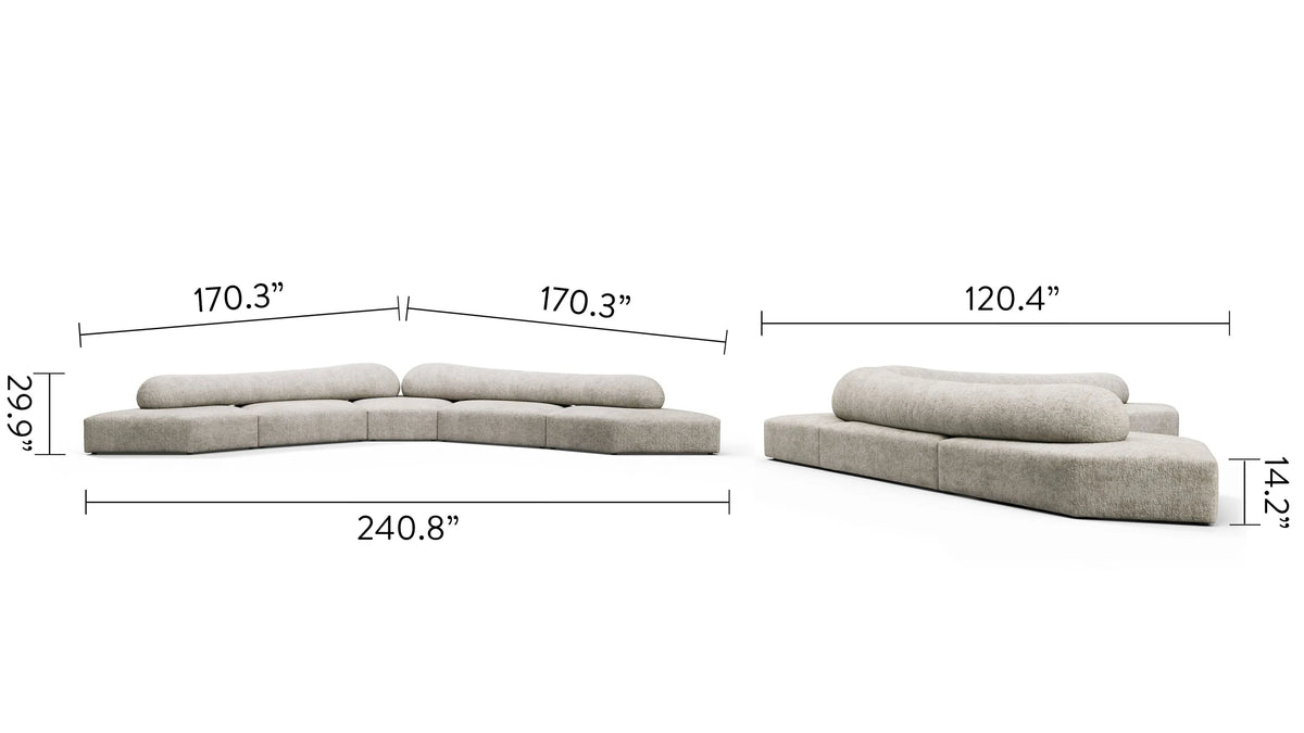 Rockscape 04™ sofa large corner | dove textured chenille - sectional / sectionals 04 | madorne