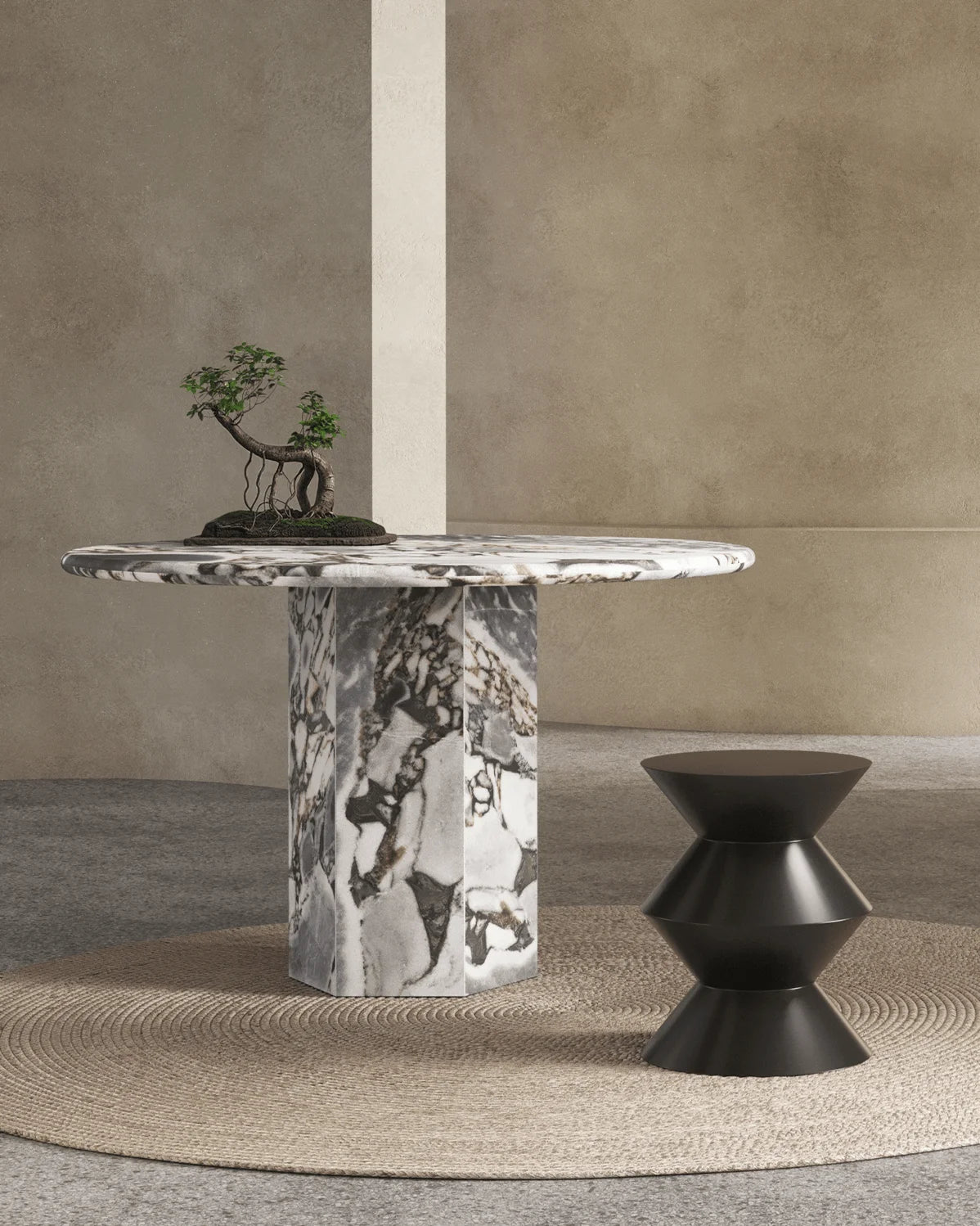 Sagan 47™ round dining table | sculptural pedestal - tables epic table-inspired | madorne