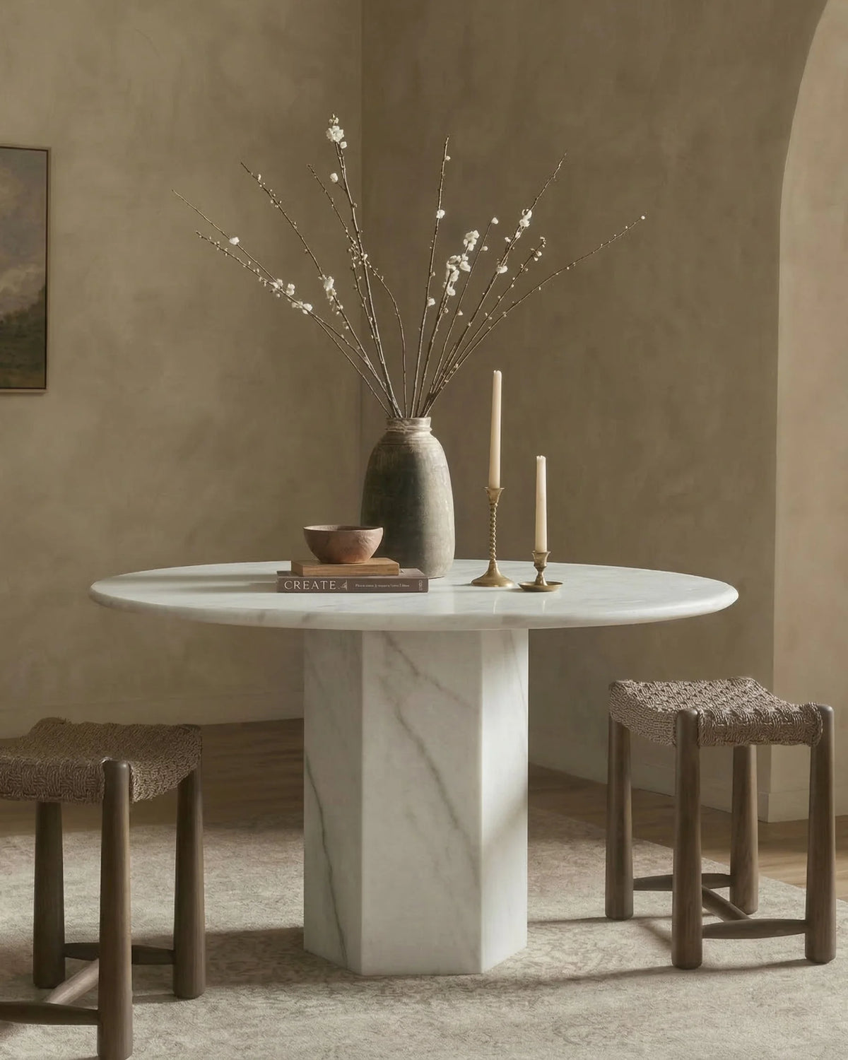 Sagan 47™ round dining table | sculptural pedestal - tables epic table-inspired | madorne