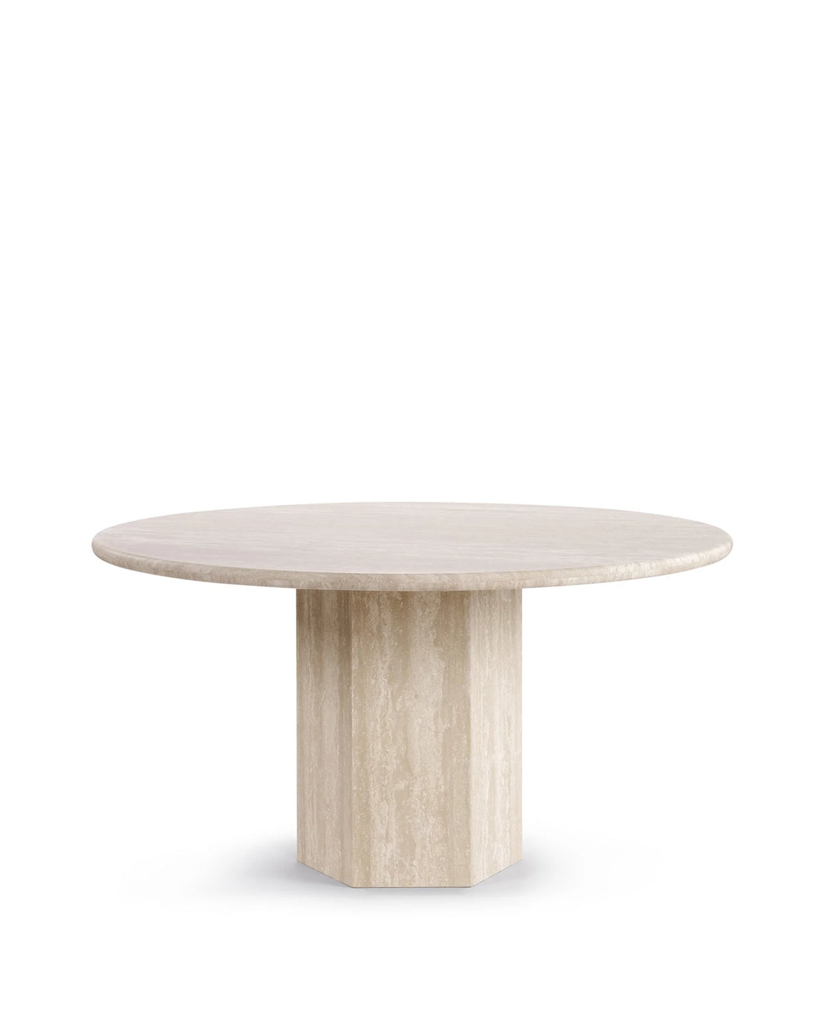 Sagan 55™ round dining table | travertine pedestal - tables epic table-inspired | madorne