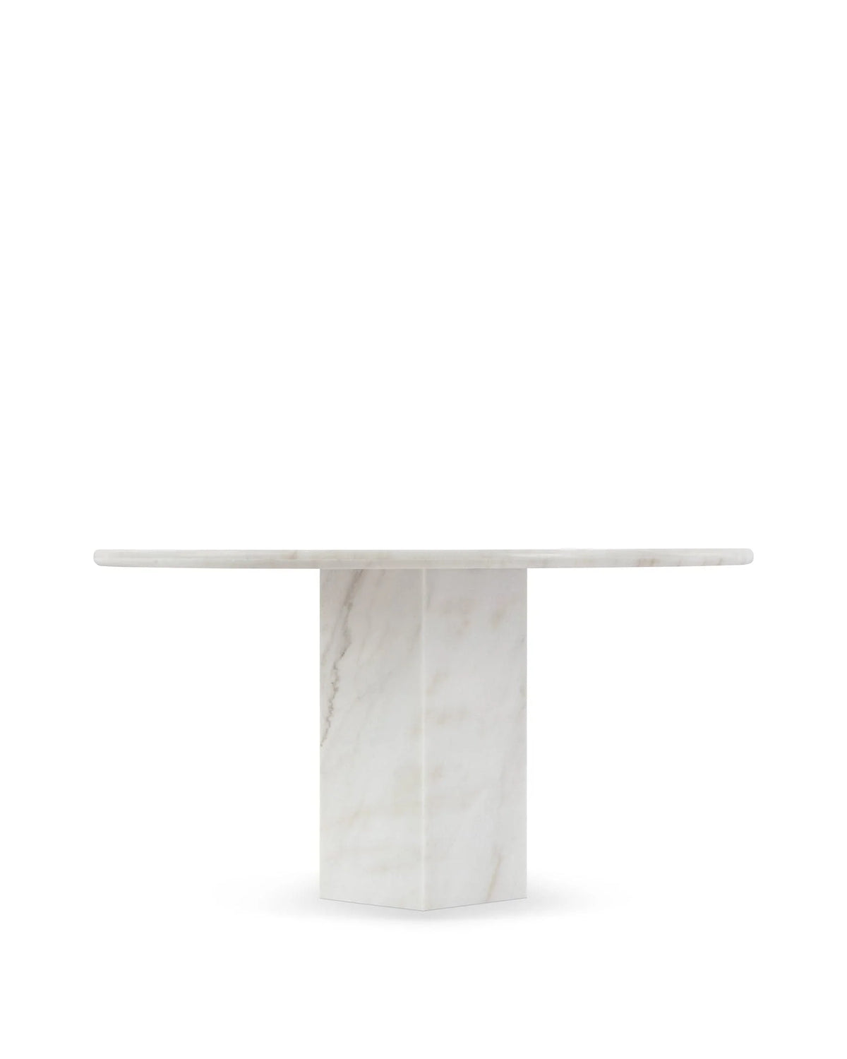 Sagan 55™ round dining table | travertine pedestal - tables epic table-inspired | madorne