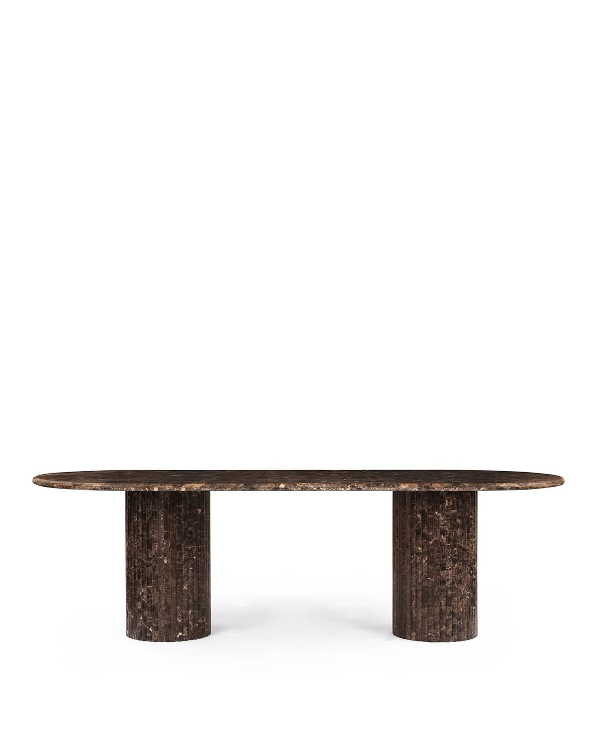 Saturne 98™ oval dining table | natural marble - dark emperador - tables 98 | madorne