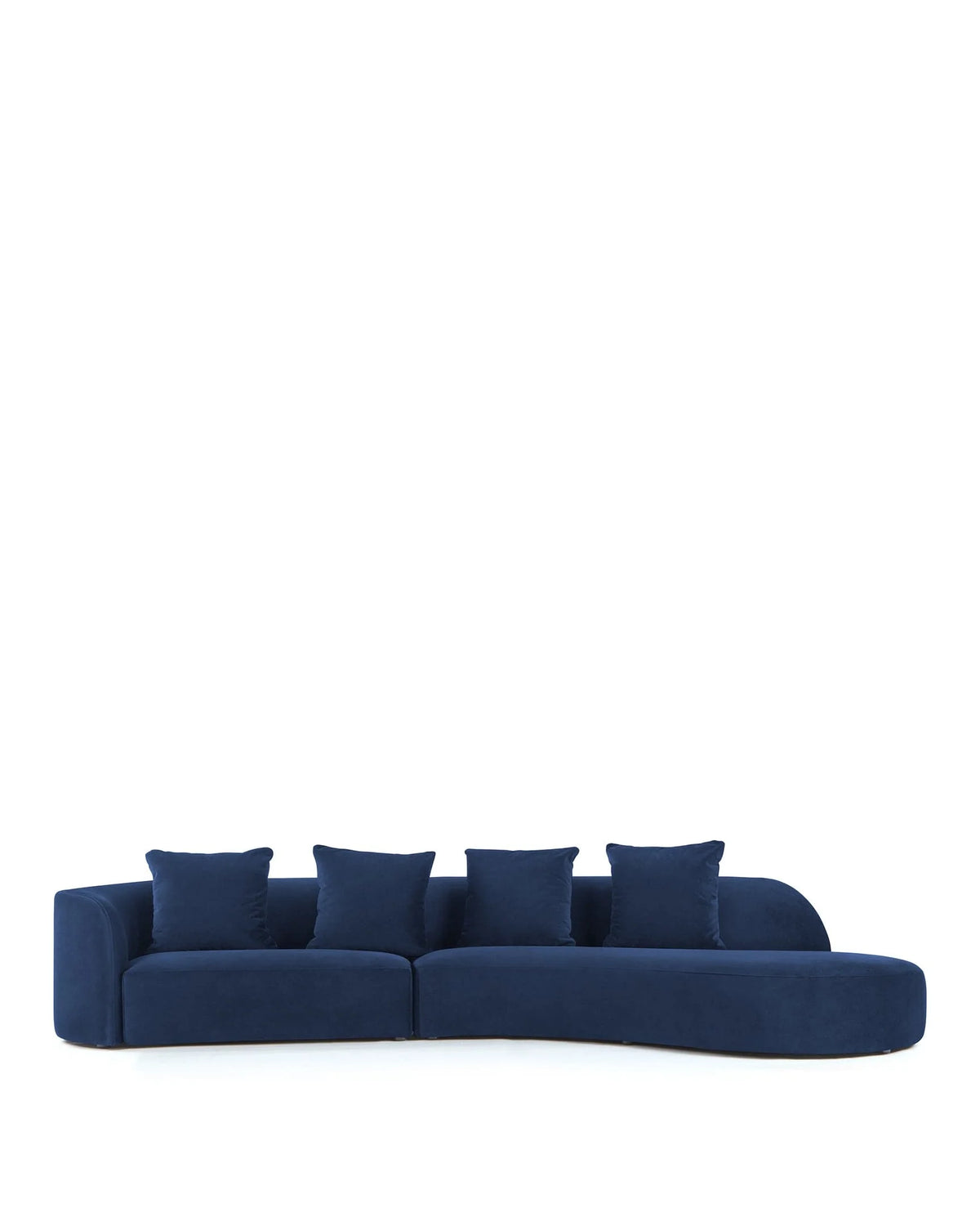 Serein curve™ three-seater sofa | asymmetric form - french navy plush velvet - 3 seaters serpentine sofa-inspired