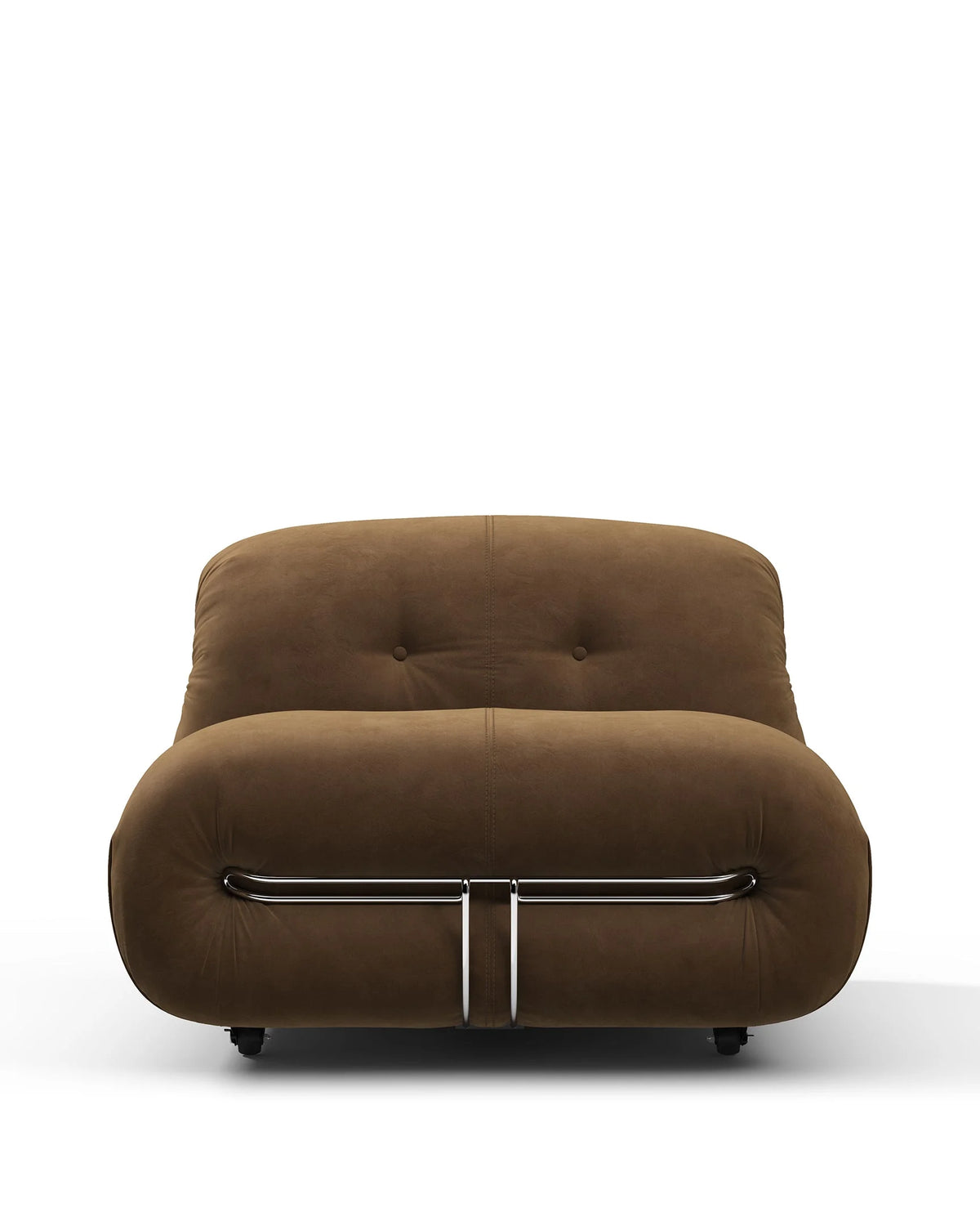 Soria 69™ lounge chair | sculptural upholstery - brown vegan suede - chairs soriana-inspired by scarpa | madorne