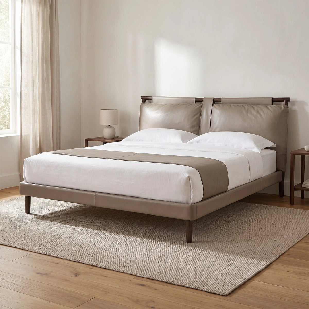 Tempo 18 Leather and Wood Bed Frame – detail view 2