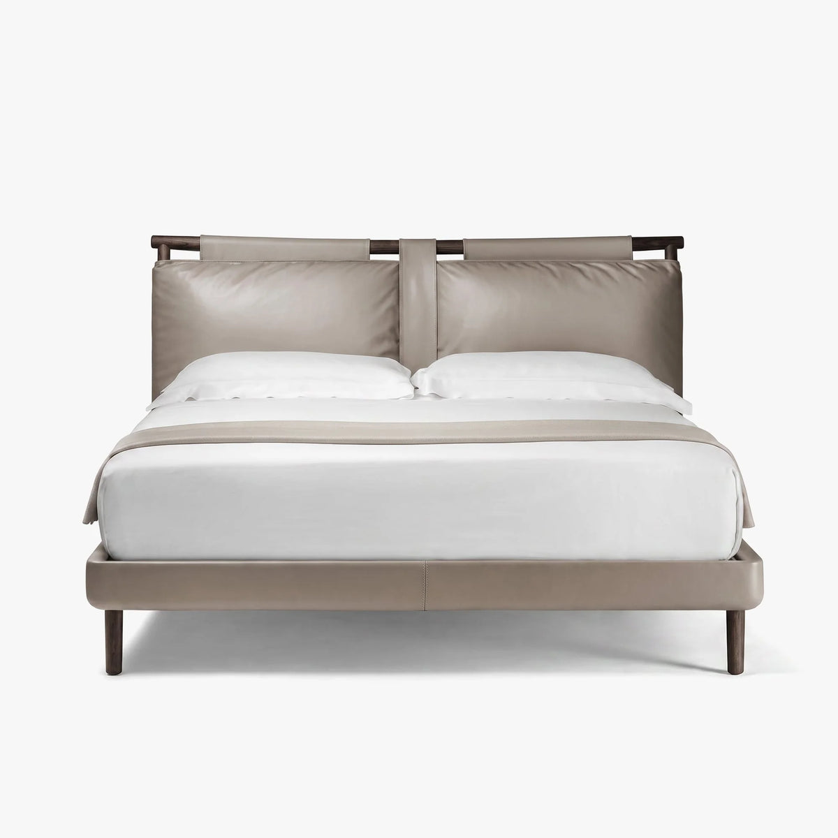 Tempo 18 Leather and Wood Bed Frame – front view