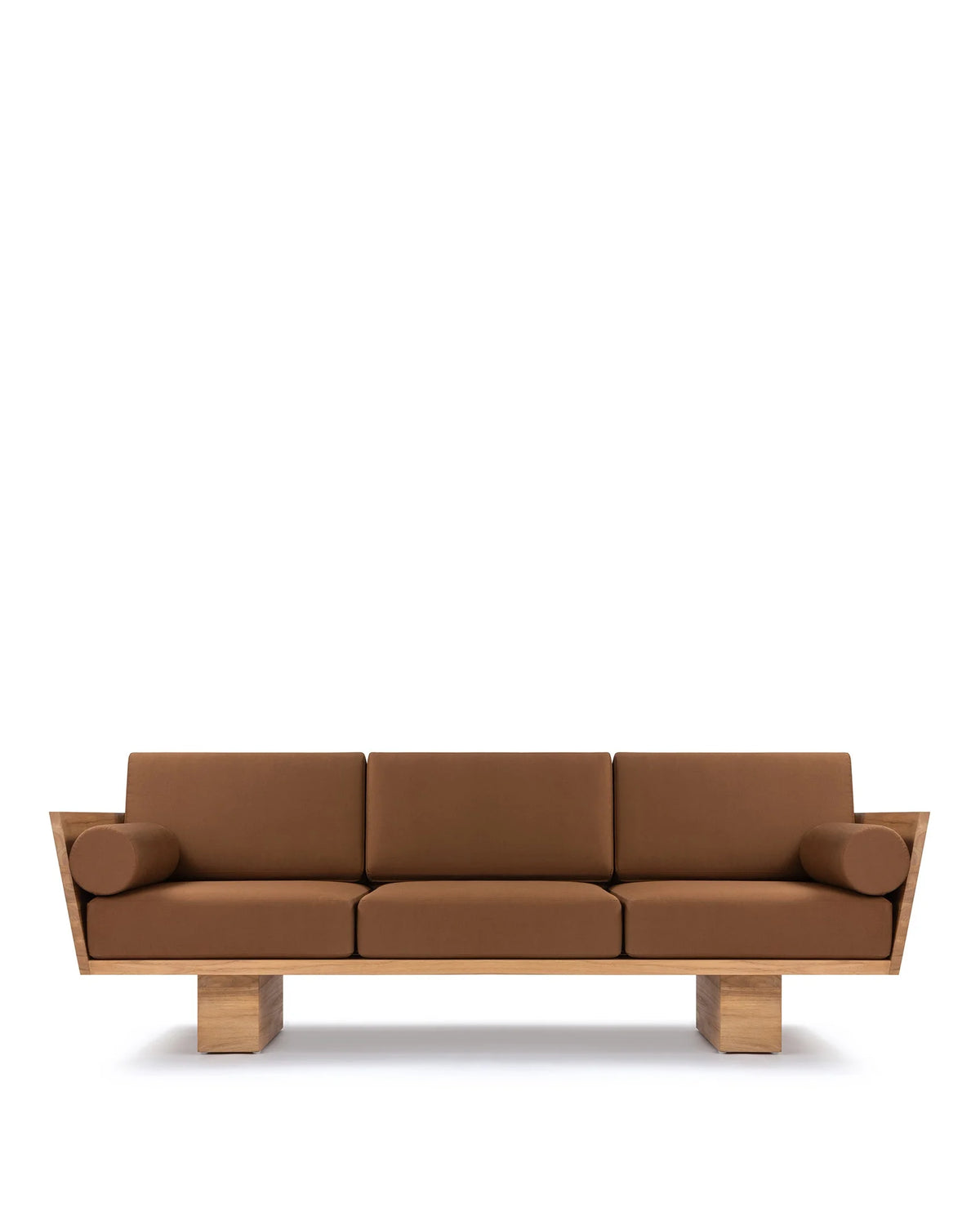 Terra teak™ outdoor sofa | three seater - natural teak with mocha cushions - sofas | designer | madorne