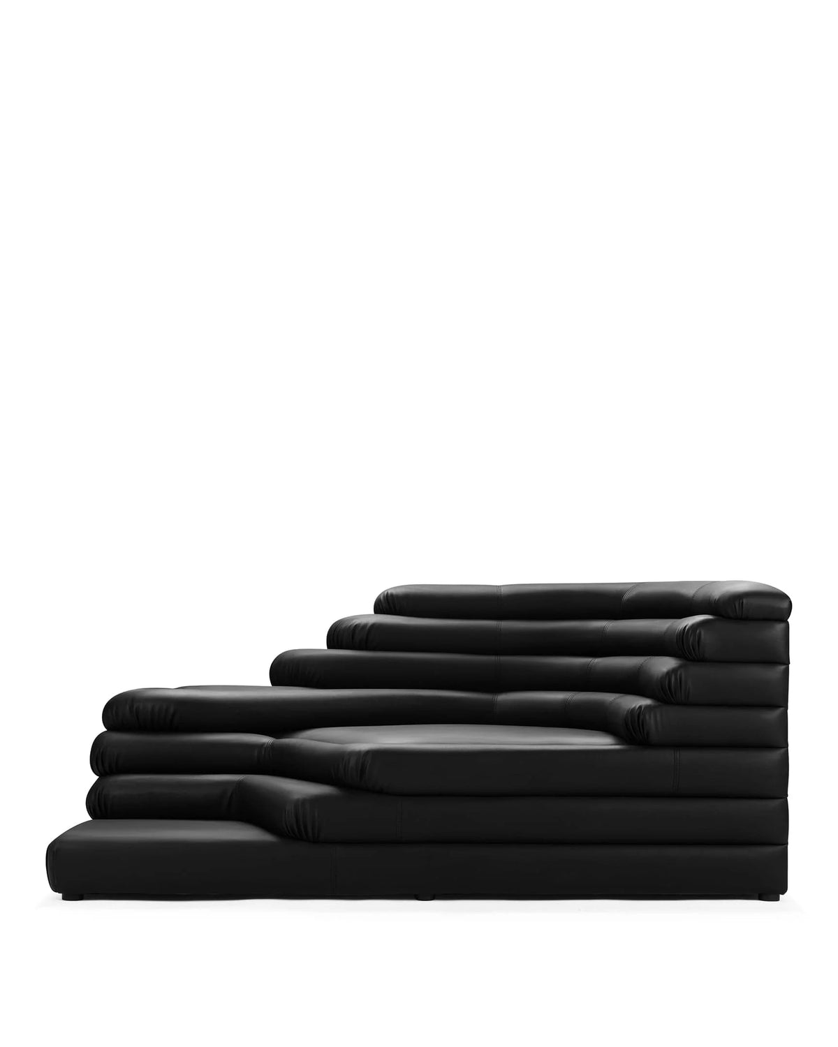 Terrace 73™ right-arm sofa | tiered upholstery - black vegan leather - sectionals 73 | sectional module | madorne