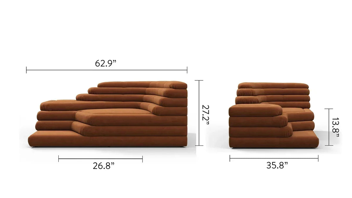 Terrace 73™ right-arm sofa | tiered upholstery - sectionals 73 | sectional module | madorne