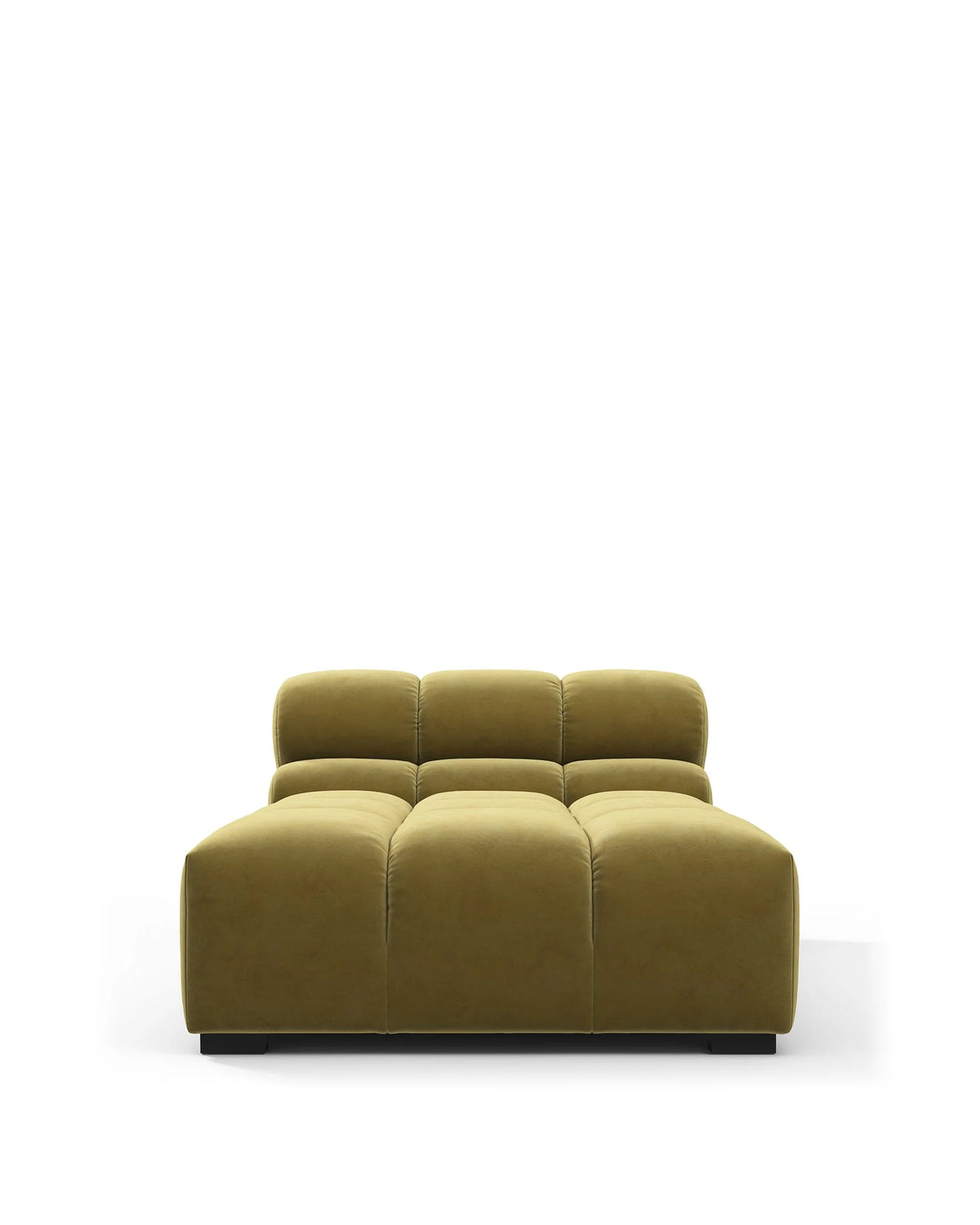 Tuft 05™ armless chaise | channel tufting - olive gold velvet - modules 05 | designer modular sofa element | madorne