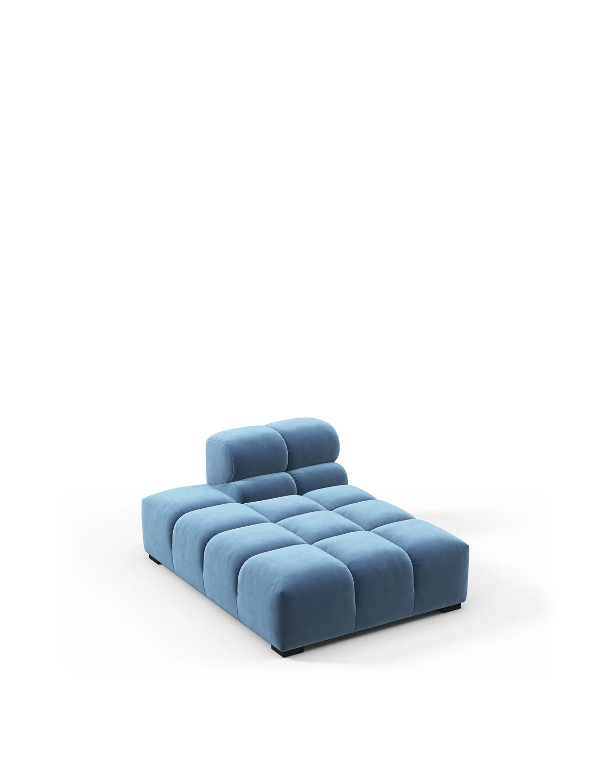 Tuft 05™ left chaise module | channel tufting - aegean blue velvet / modules 05 | modular sofa element | madorne