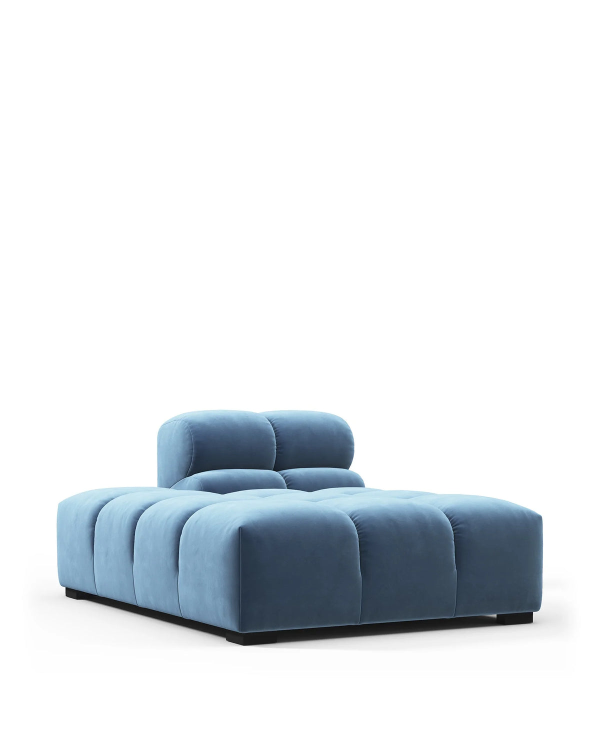 Tuft 05™ left chaise module | channel tufting - aegean blue velvet / modules 05 | modular sofa element | madorne