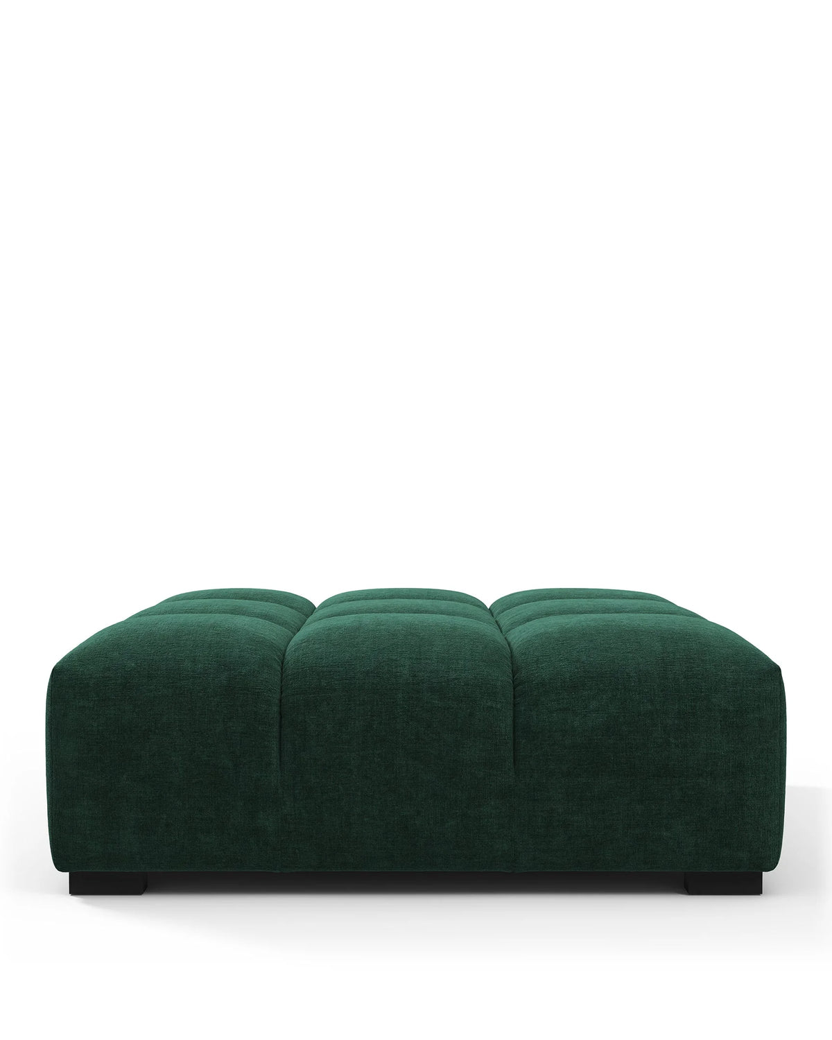 Tuft 05™ ottoman | deep channel tufting - forest green chenille - stools & ottomans 05 | sculptural designer | madorne