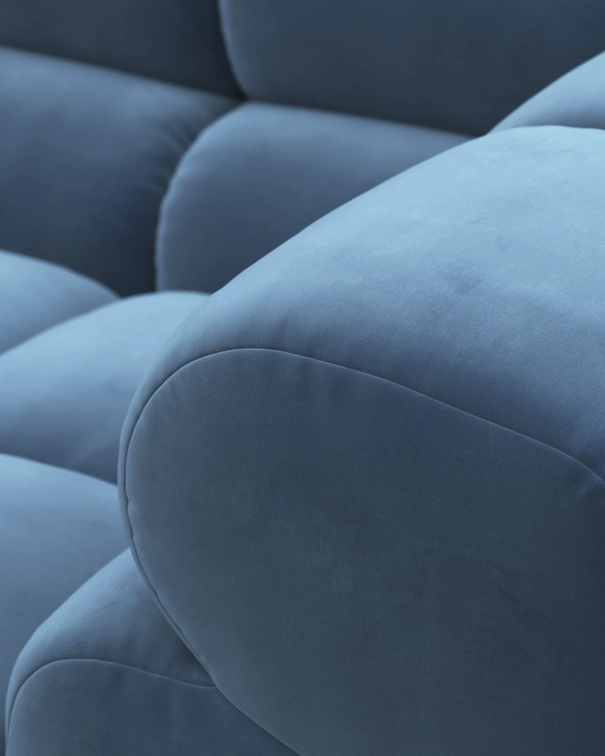 Tuft 05™ xl right-corner module | channel tufting - aegean blue velvet / right corner - modules 05 | modular sofa