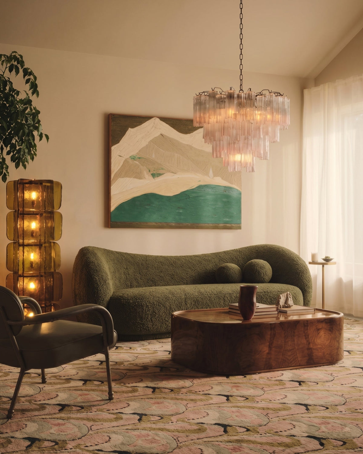 Verdant curve™ three-seater sofa | olive bouclé - 3 seaters curve | madorne