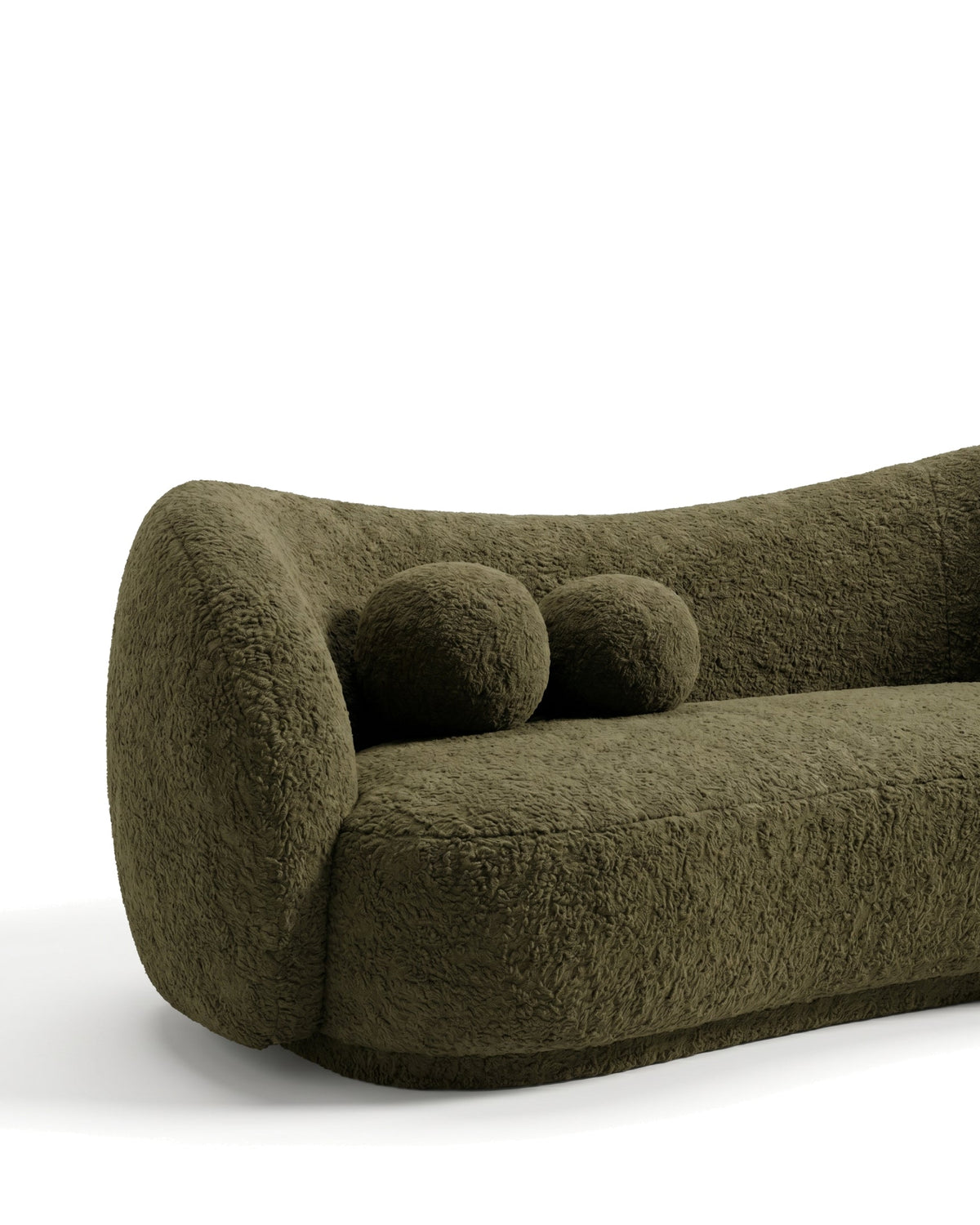 Verdant curve™ three-seater sofa | olive bouclé - 3 seaters curve | madorne